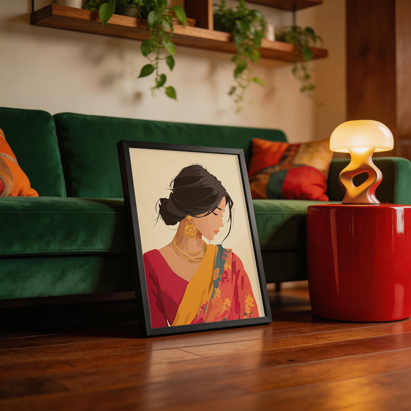 Morning Saree framed on a wall