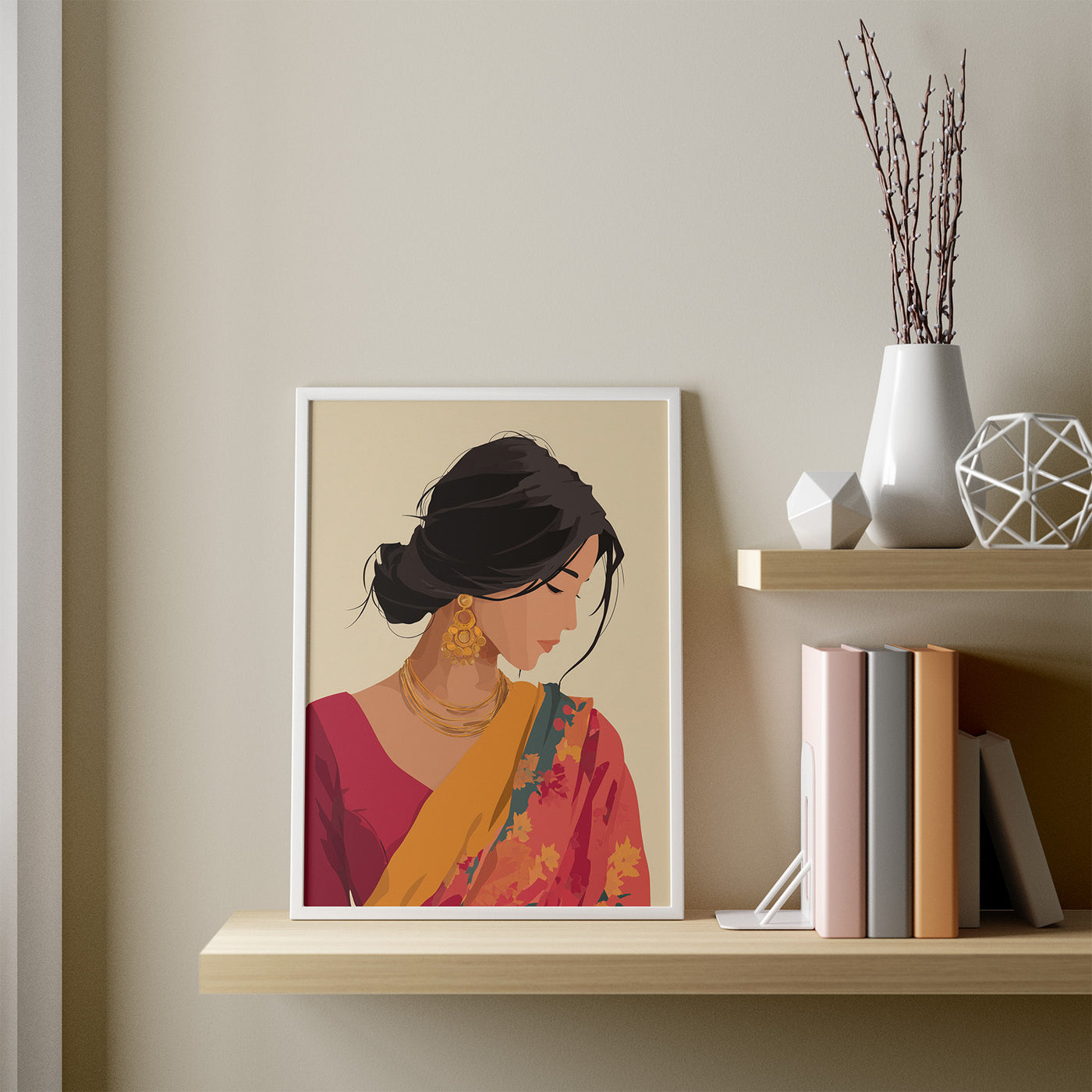Morning Saree framed in a room