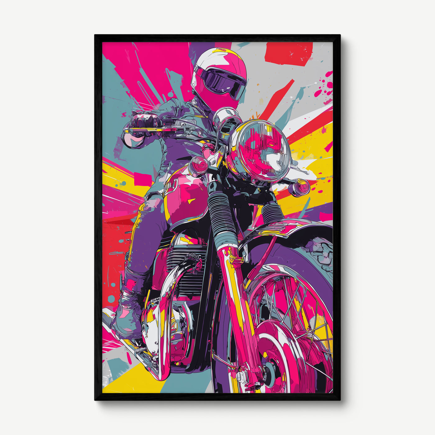 Moto Pop art print in a black frame