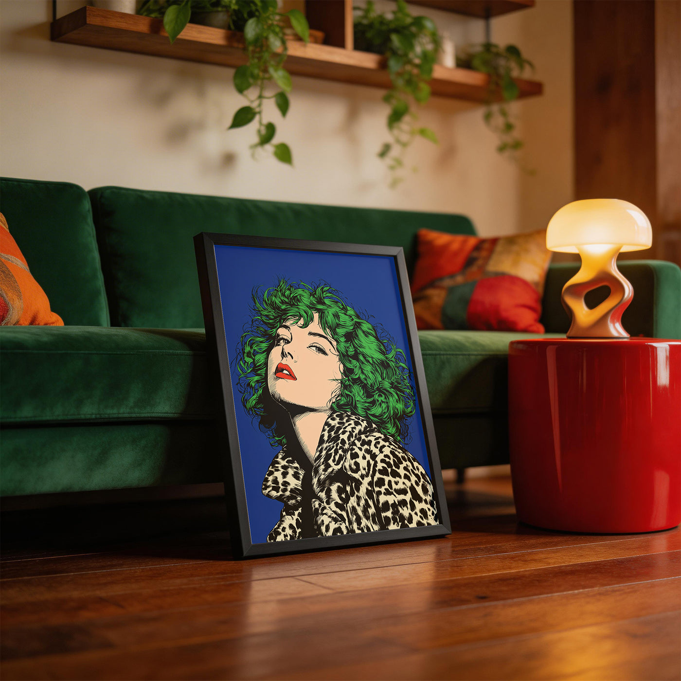 Neon Rebel framed on a wall