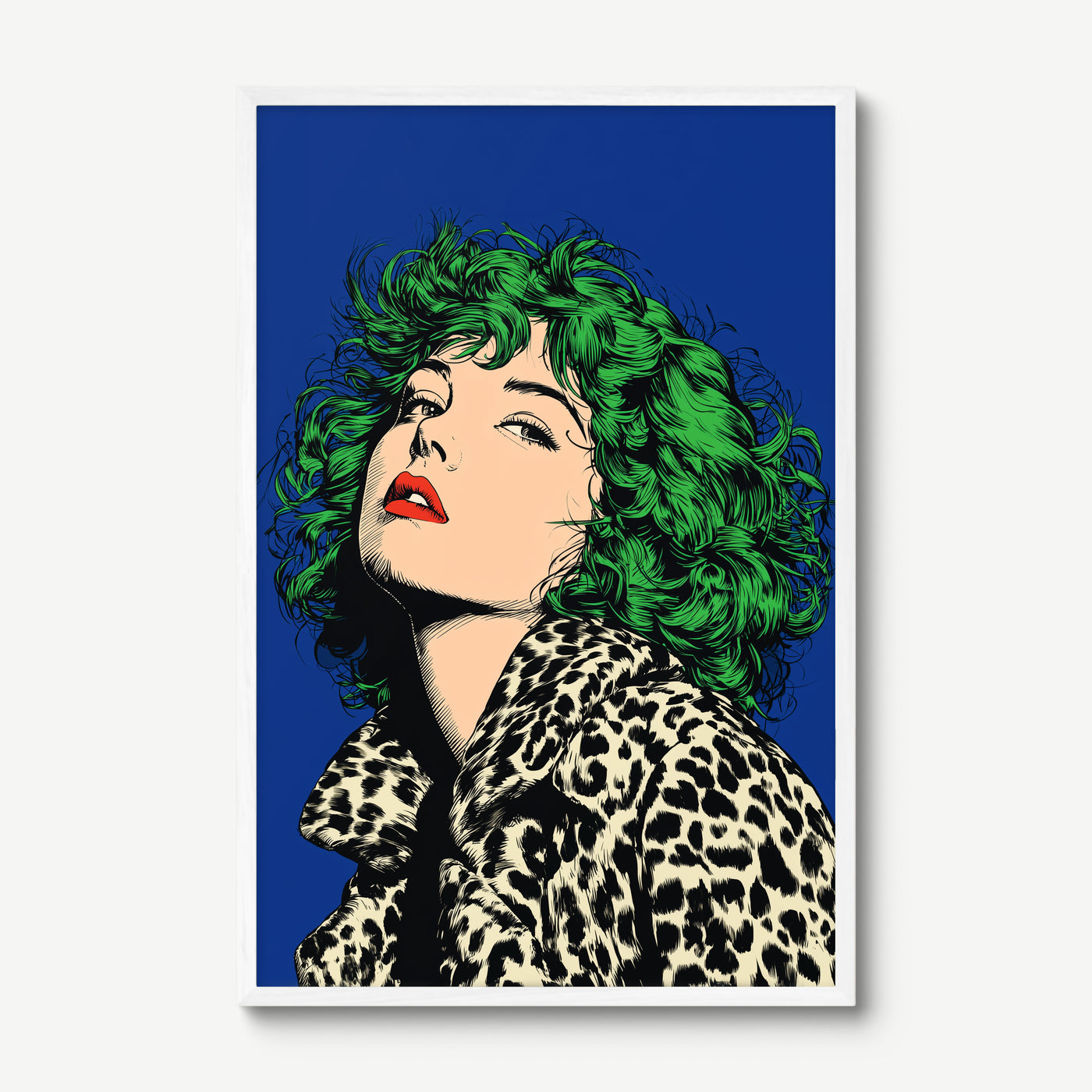 Neon Rebel art print in a white frame
