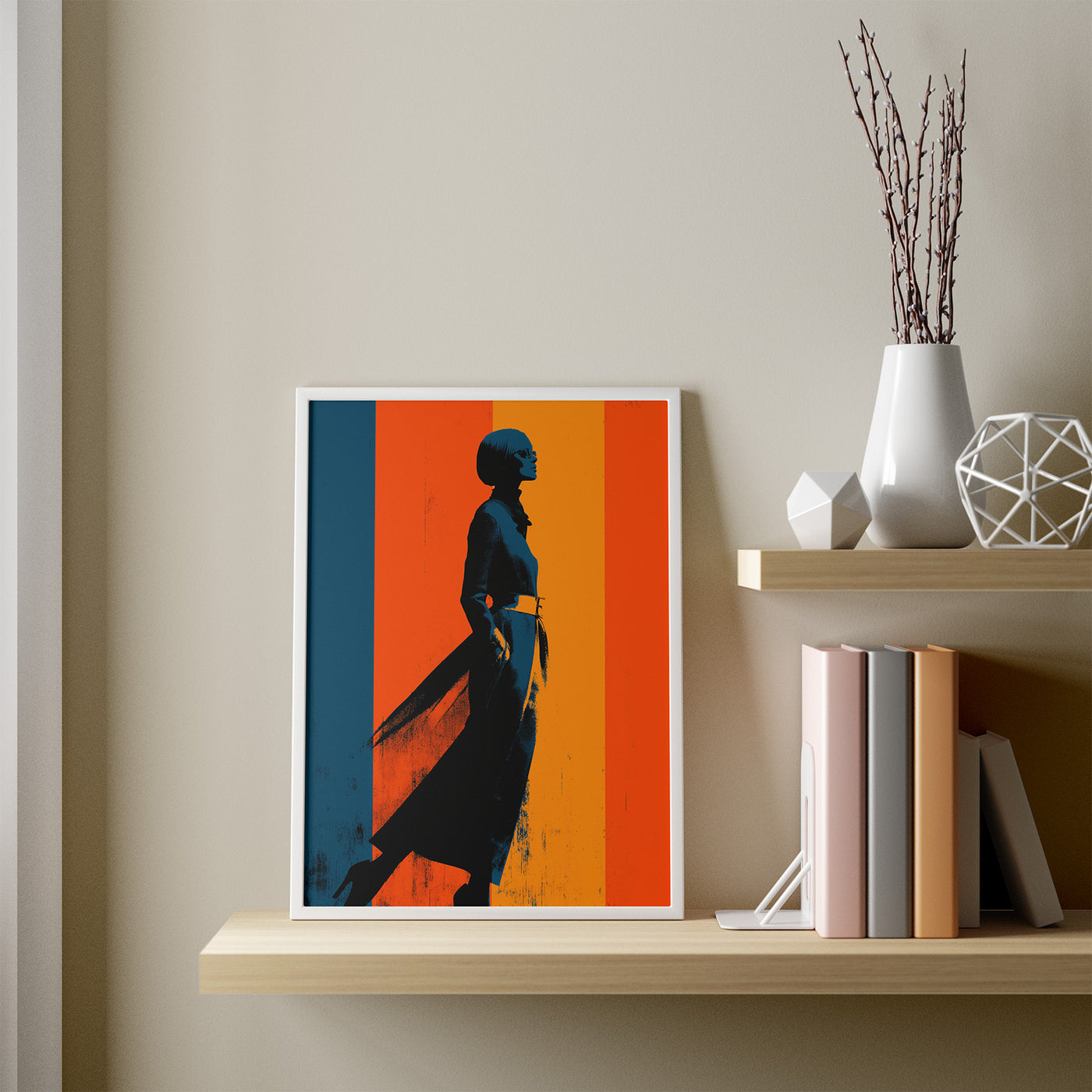 Neon Silhouette framed in a room