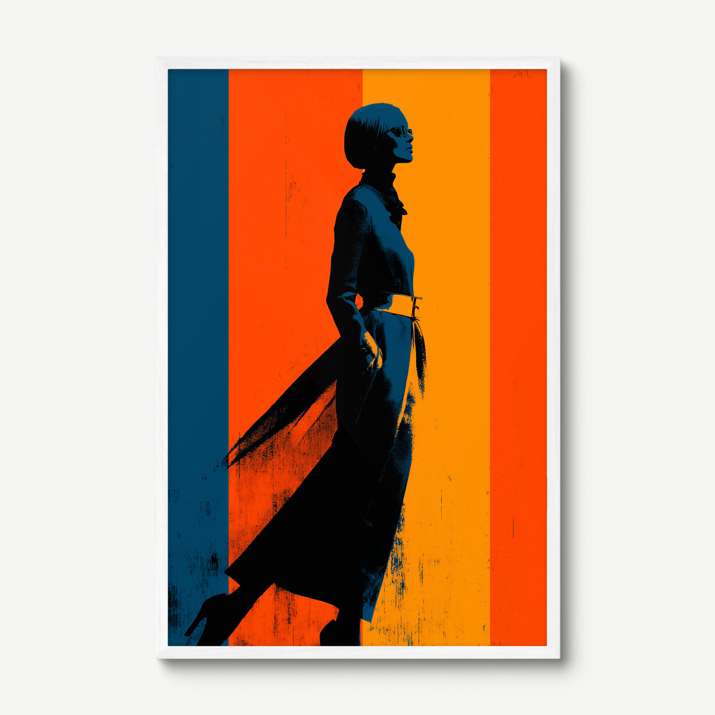 Neon Silhouette art print in a white frame