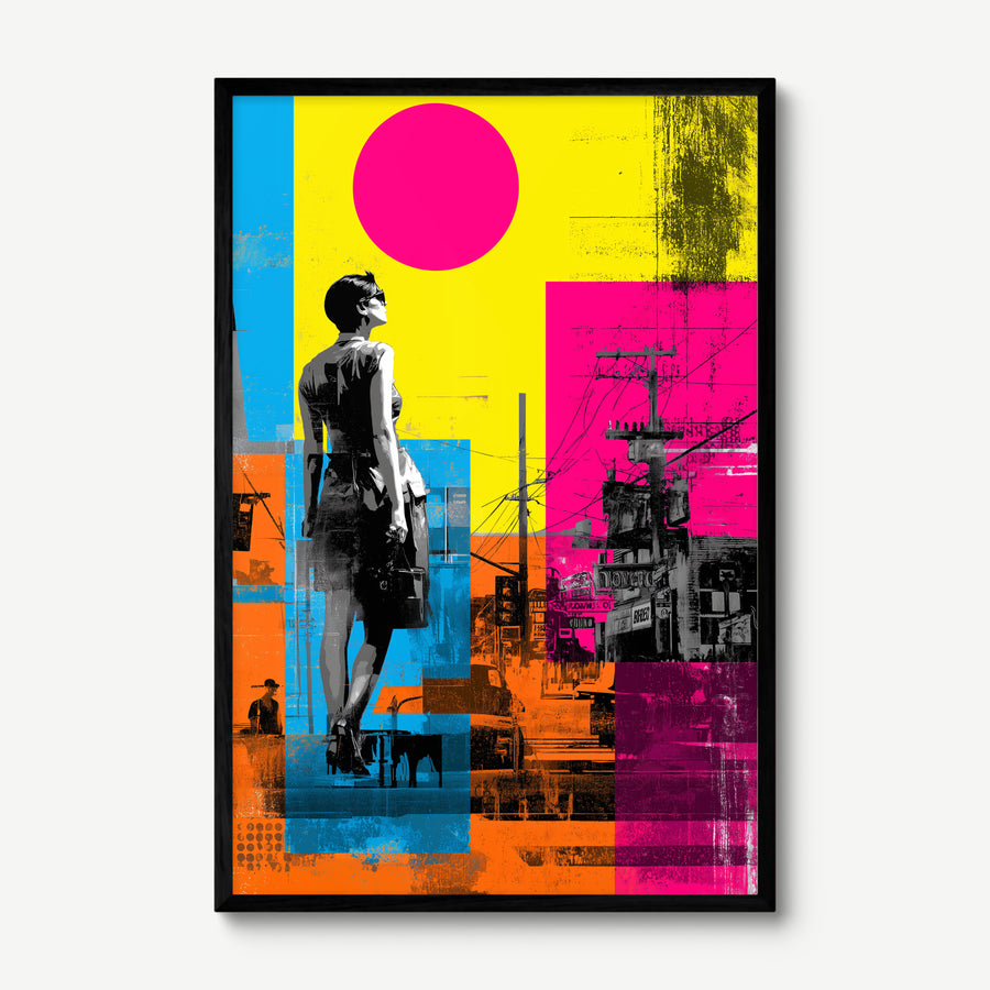 Neon Street art print in a black frame
