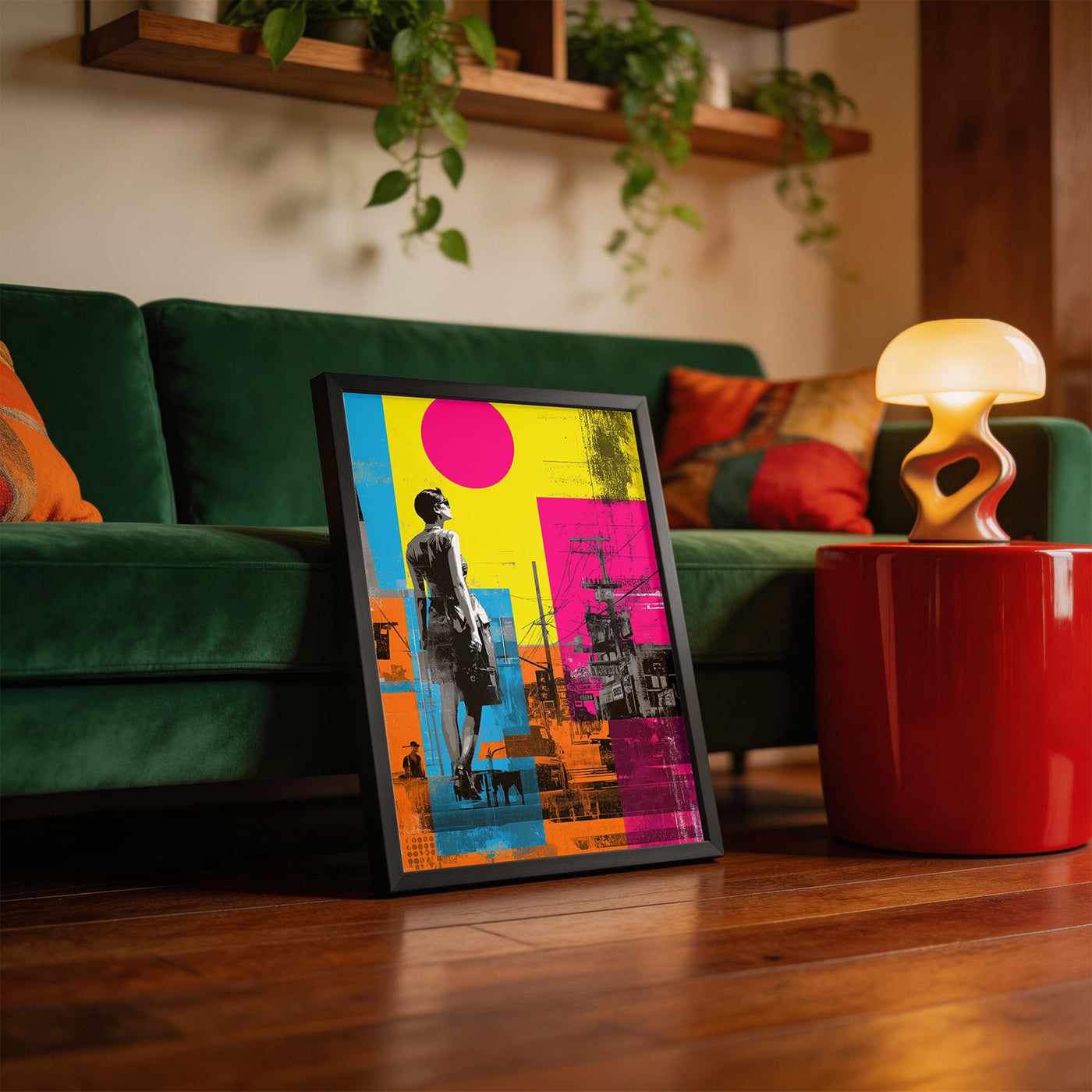 Neon Street framed on a wall