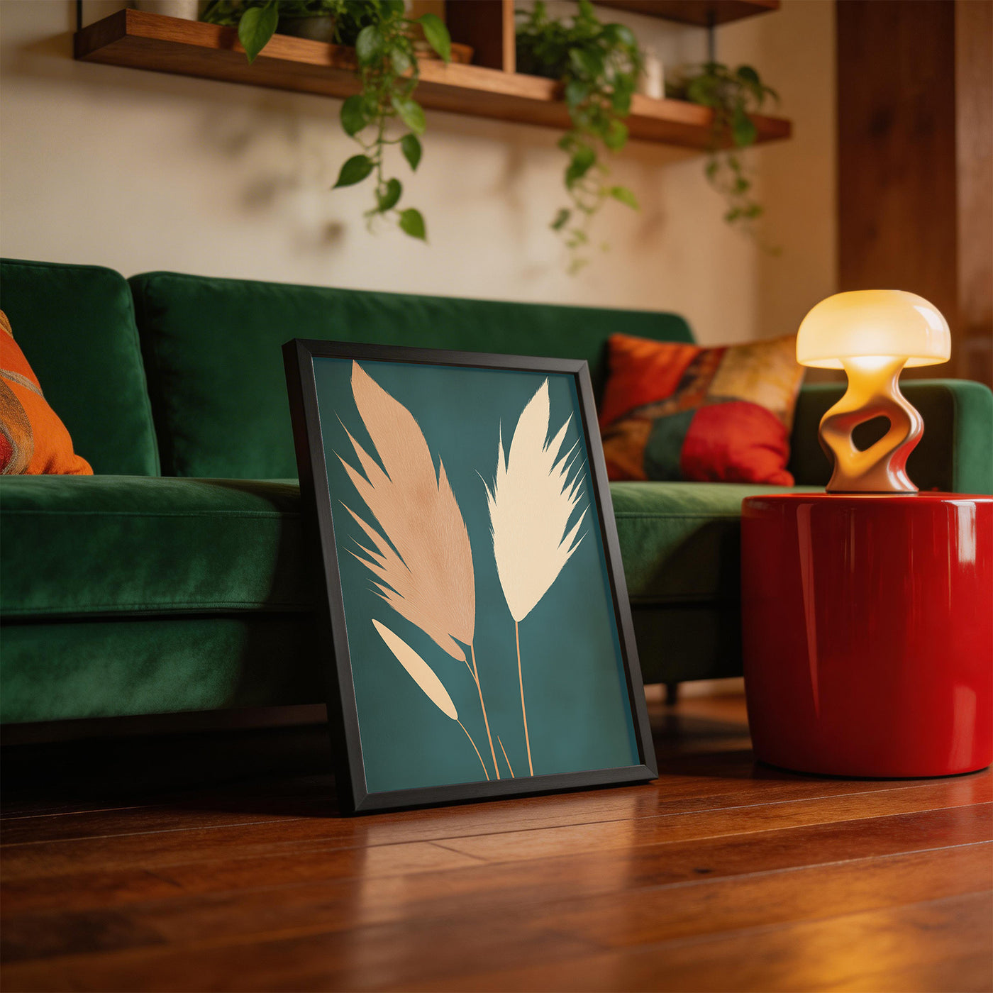 Pampas Silhouettes framed on a wall