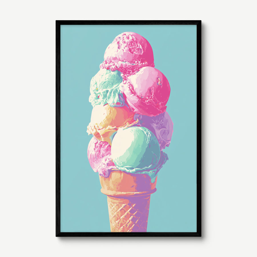 Pastel Scoop art print in a black frame