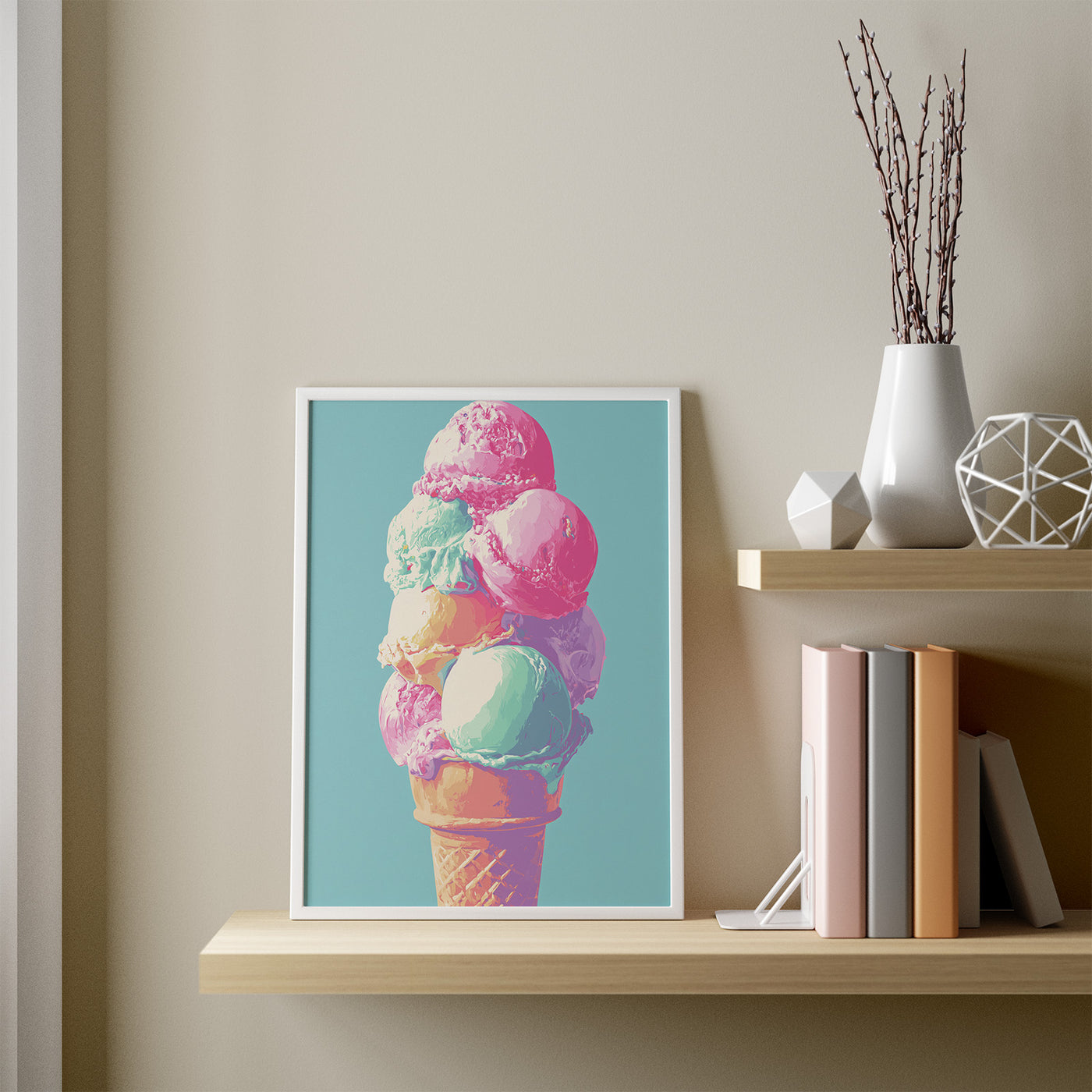 Pastel Scoop framed in a room