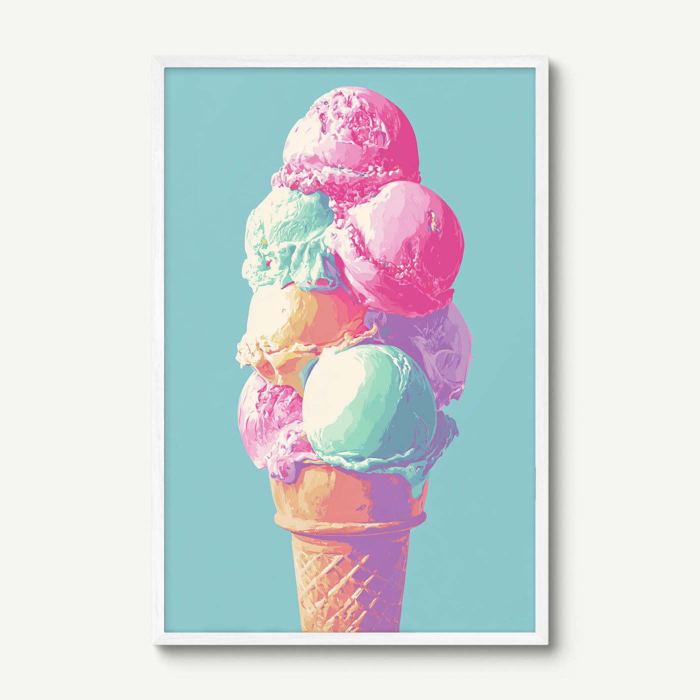 Pastel Scoop art print in a white frame