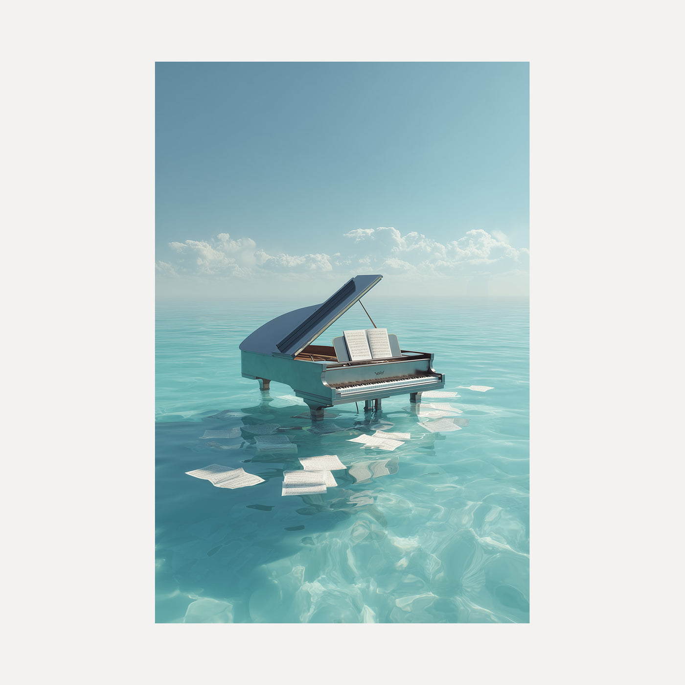 Piano in Turquoise Sea unframed art print