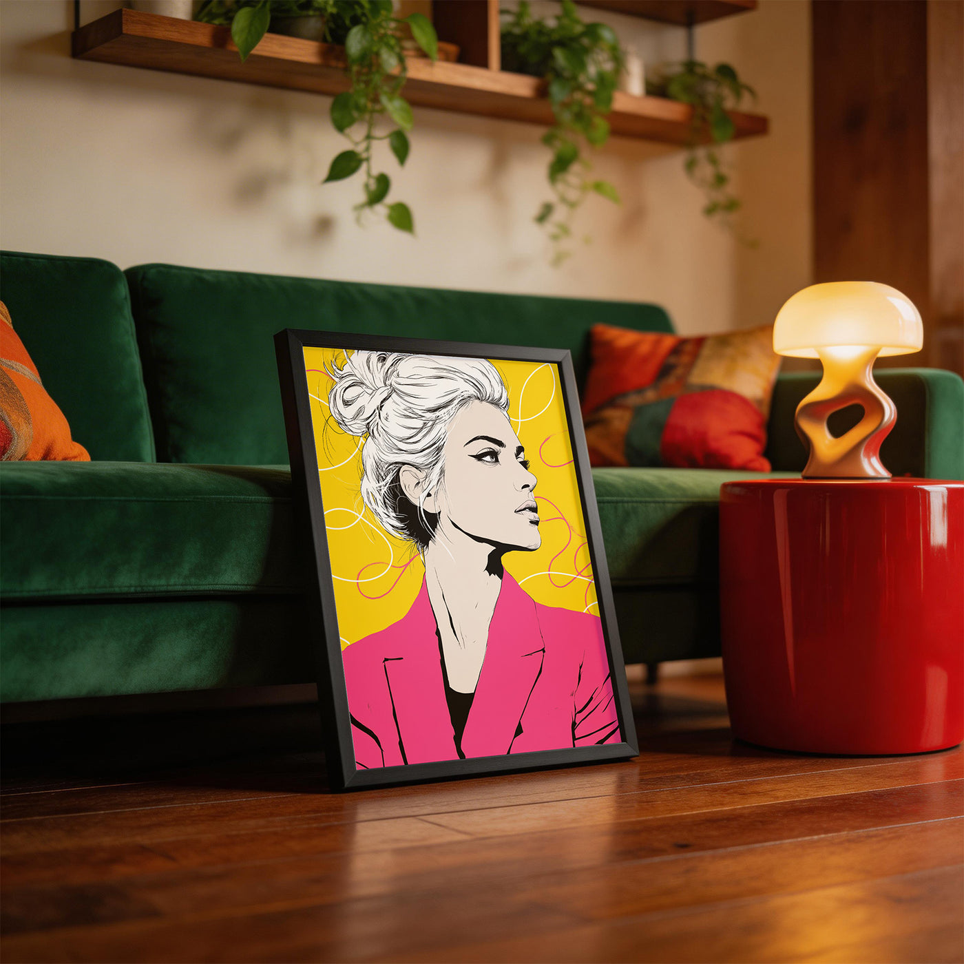 Pink Blazer framed on a wall