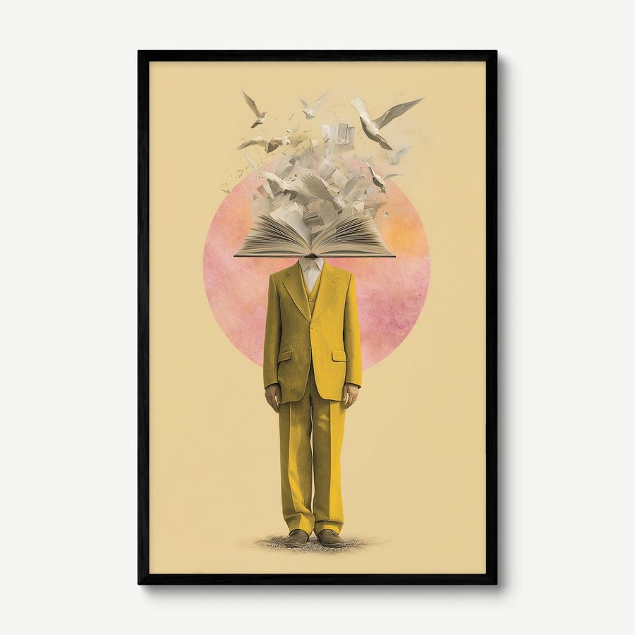 Pink Fracture art print in a black frame