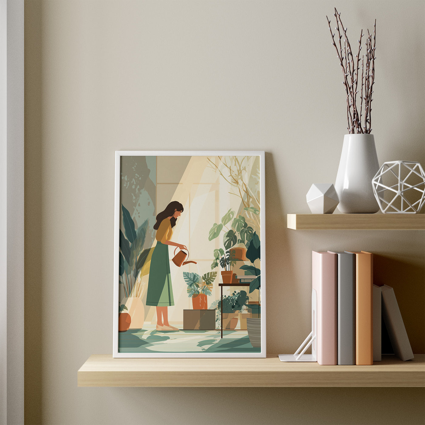 Plant Mama Morning framed in a room