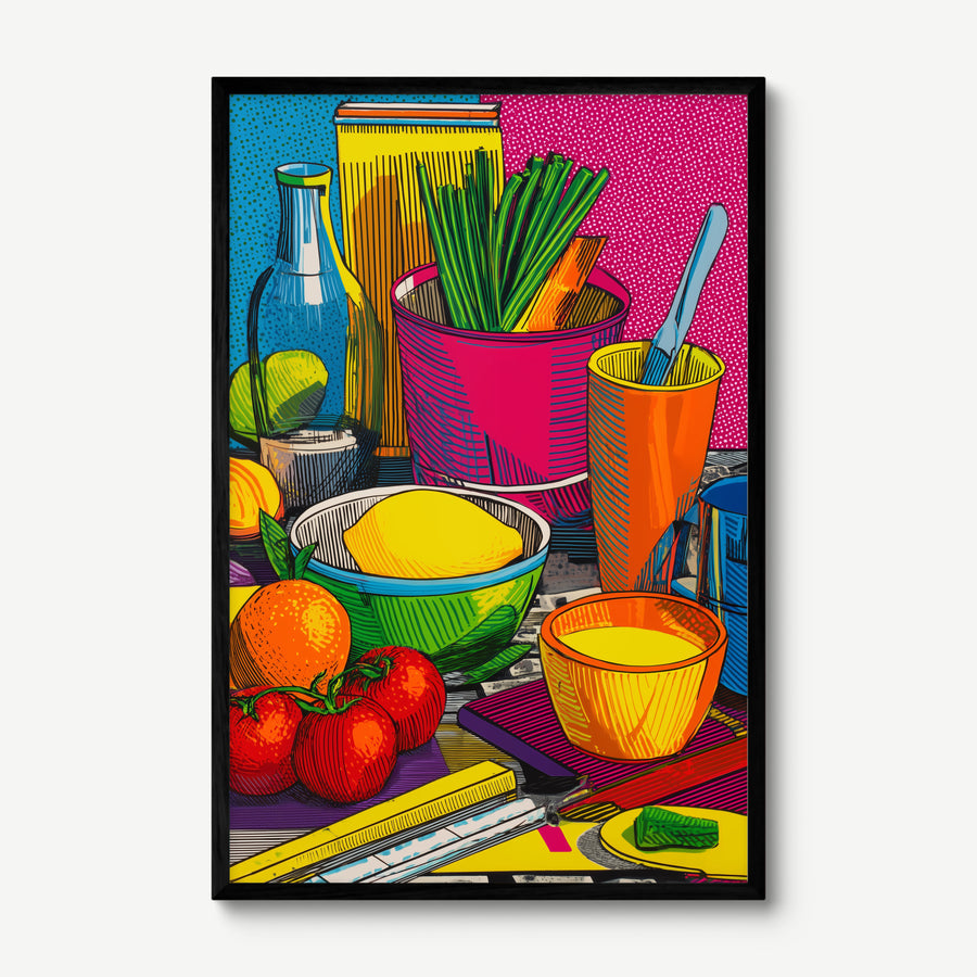 Pop Pantry art print in a black frame