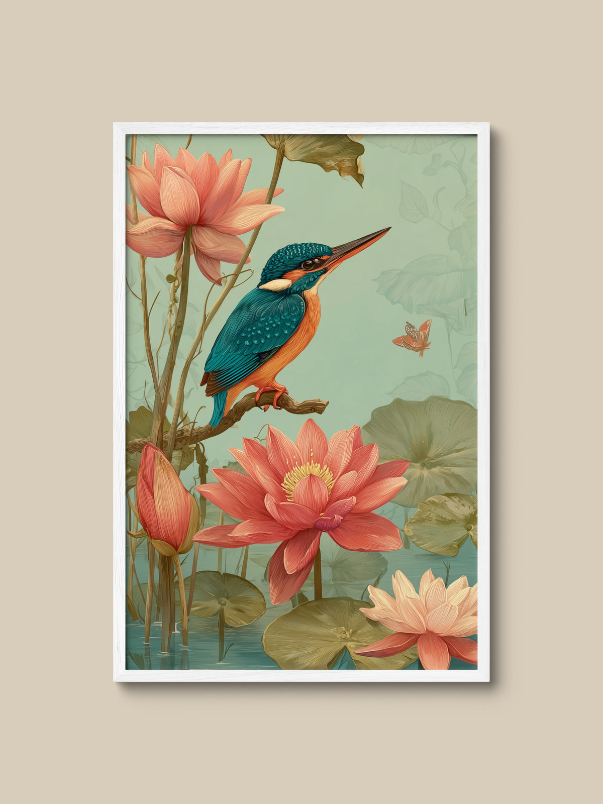 Kingfisher among Lotus