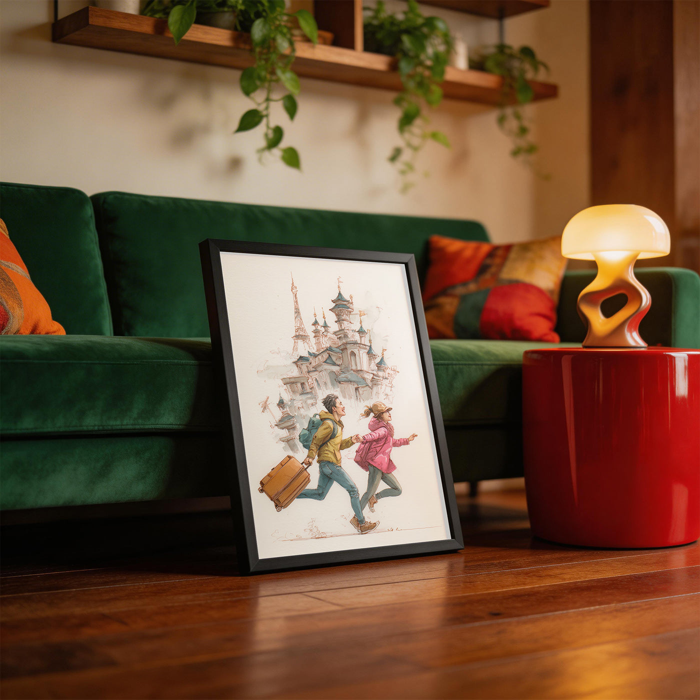 Racing to Adventure framed on a wall