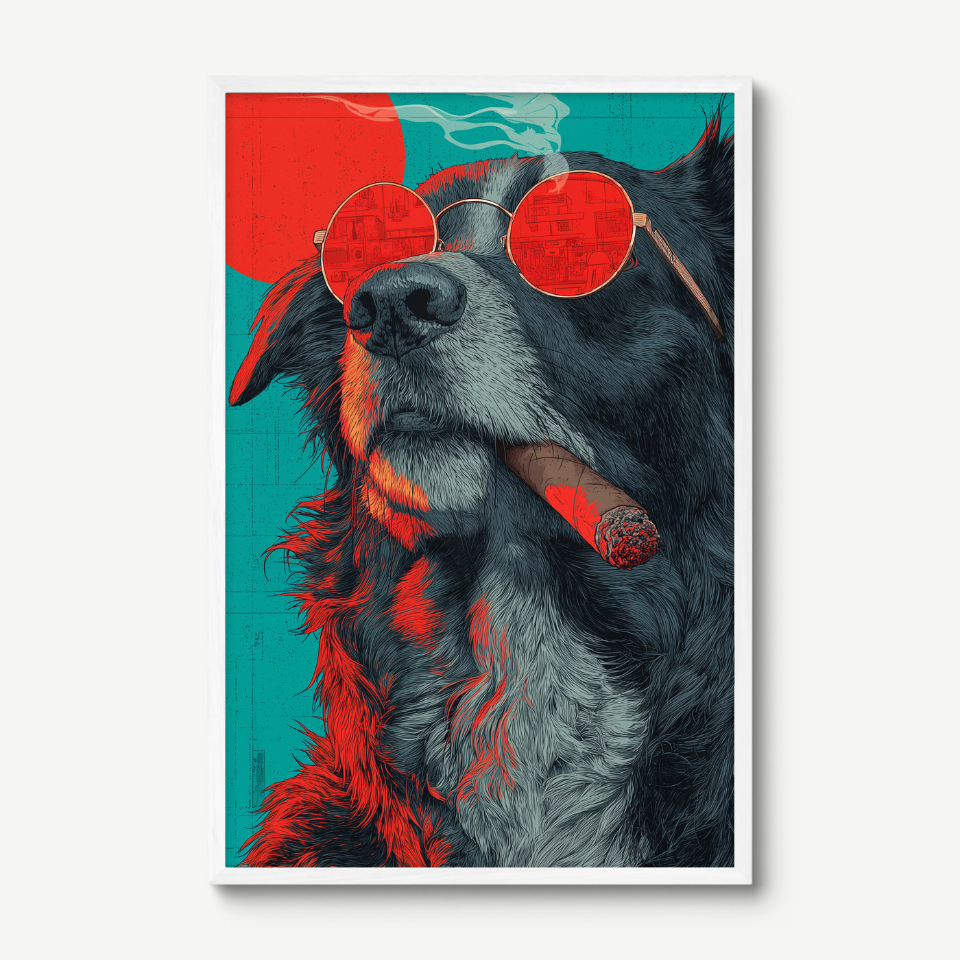 Rebel Hound art print in a white frame