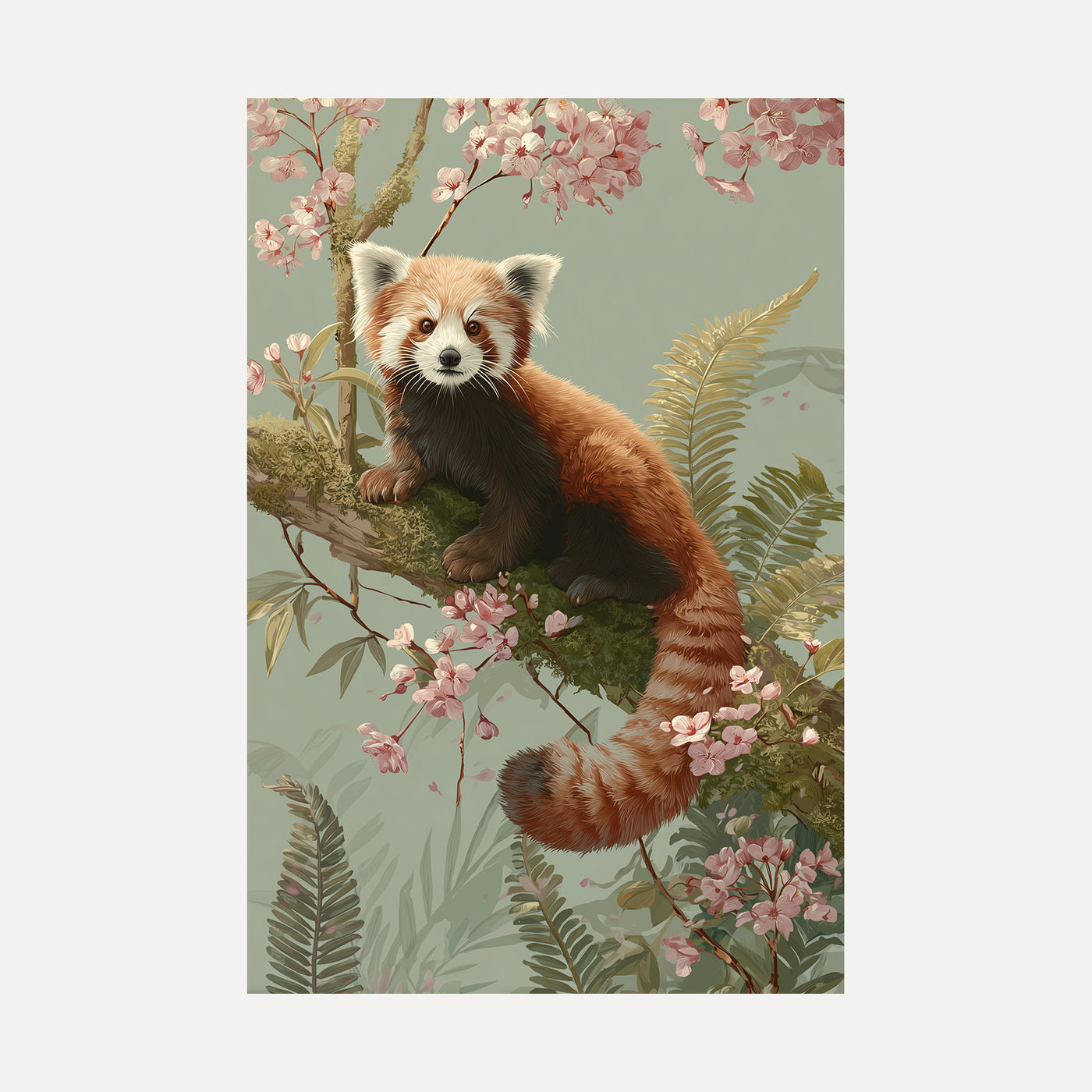 Red Panda in Blossom unframed art print