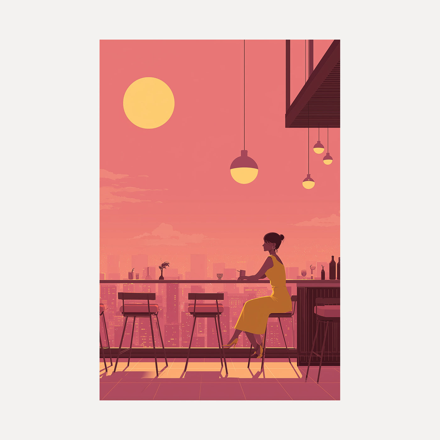 Rooftop Bar at Dusk unframed art print