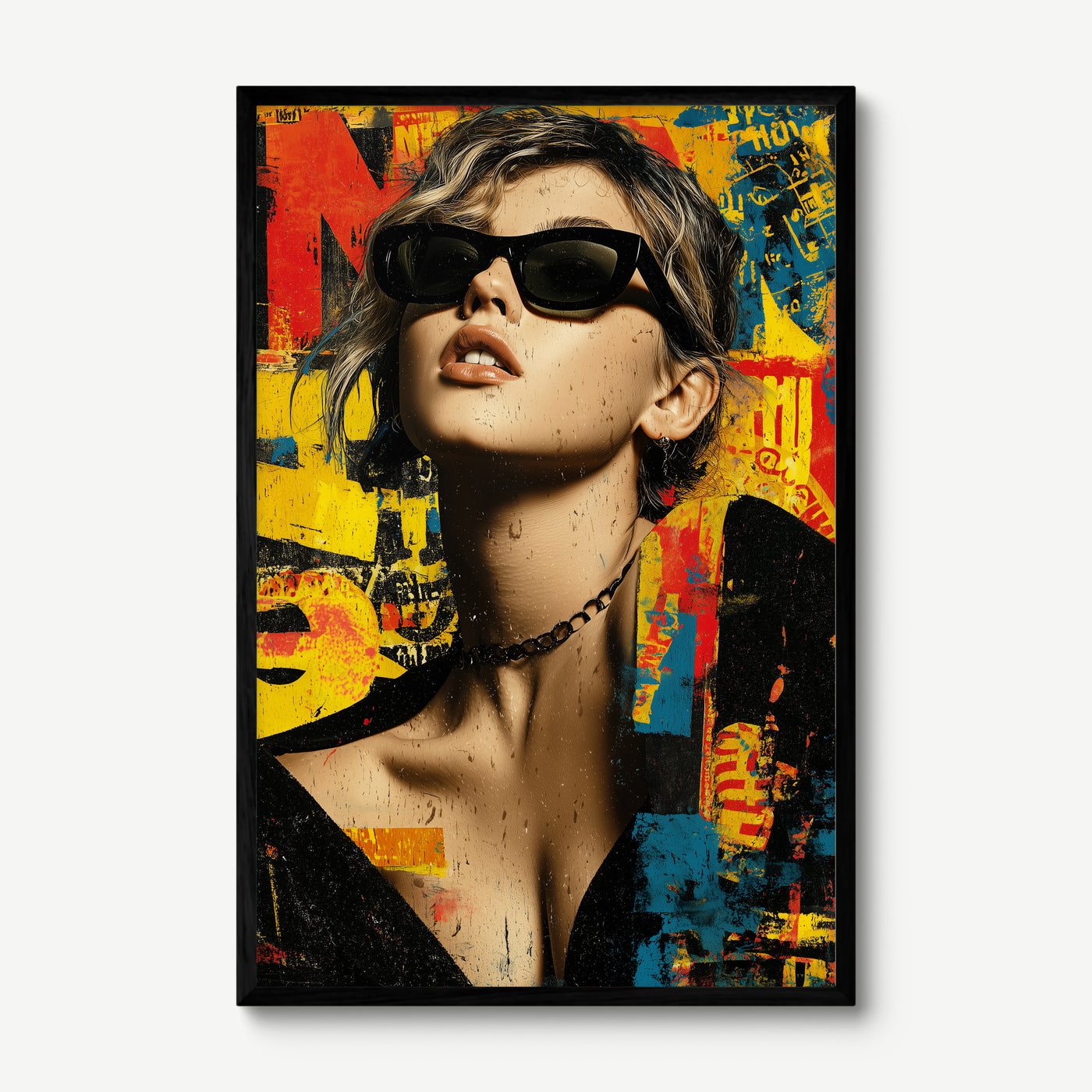 Scarf Up art print in a black frame