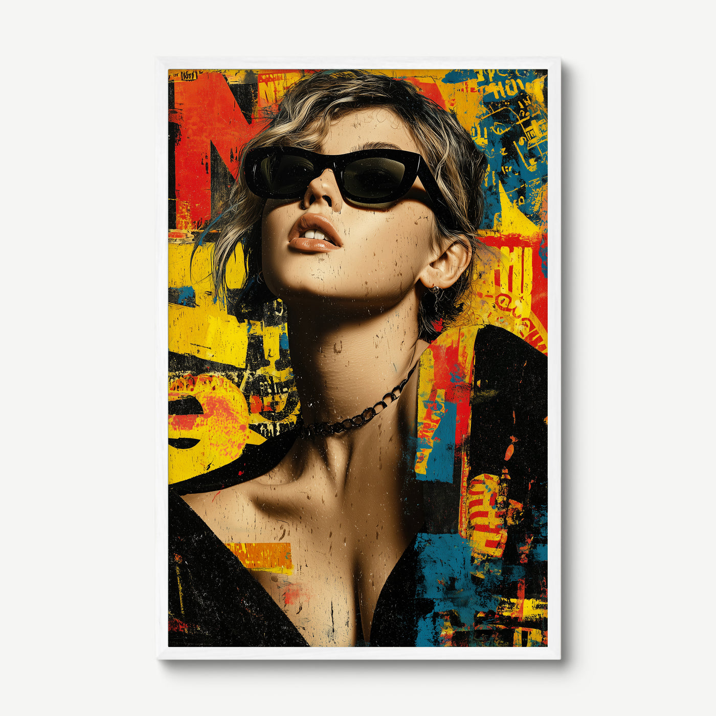 Scarf Up art print in a white frame