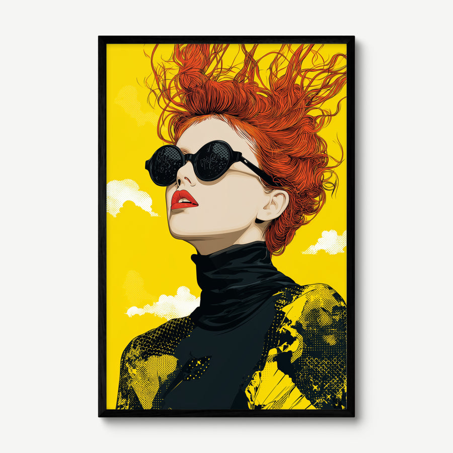 Scarlet Static art print in a black frame