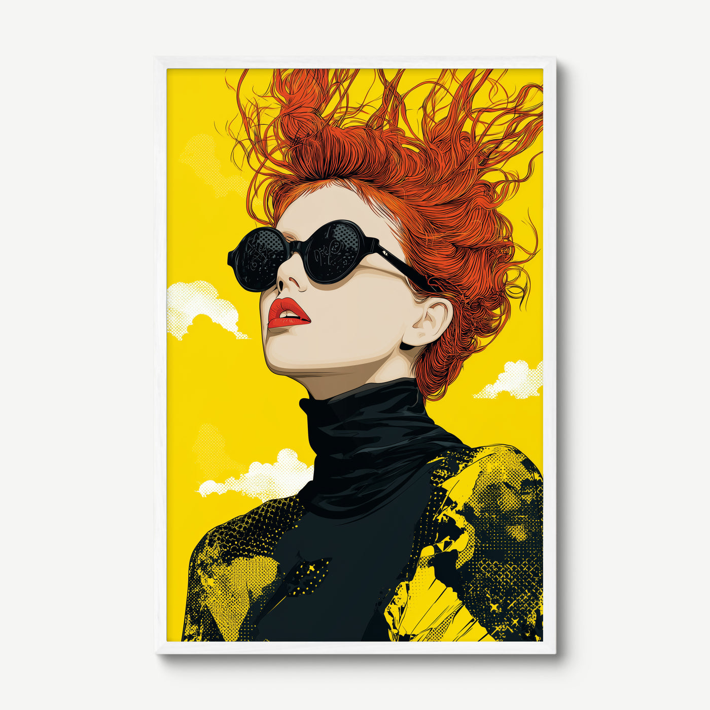 Scarlet Static art print in a white frame