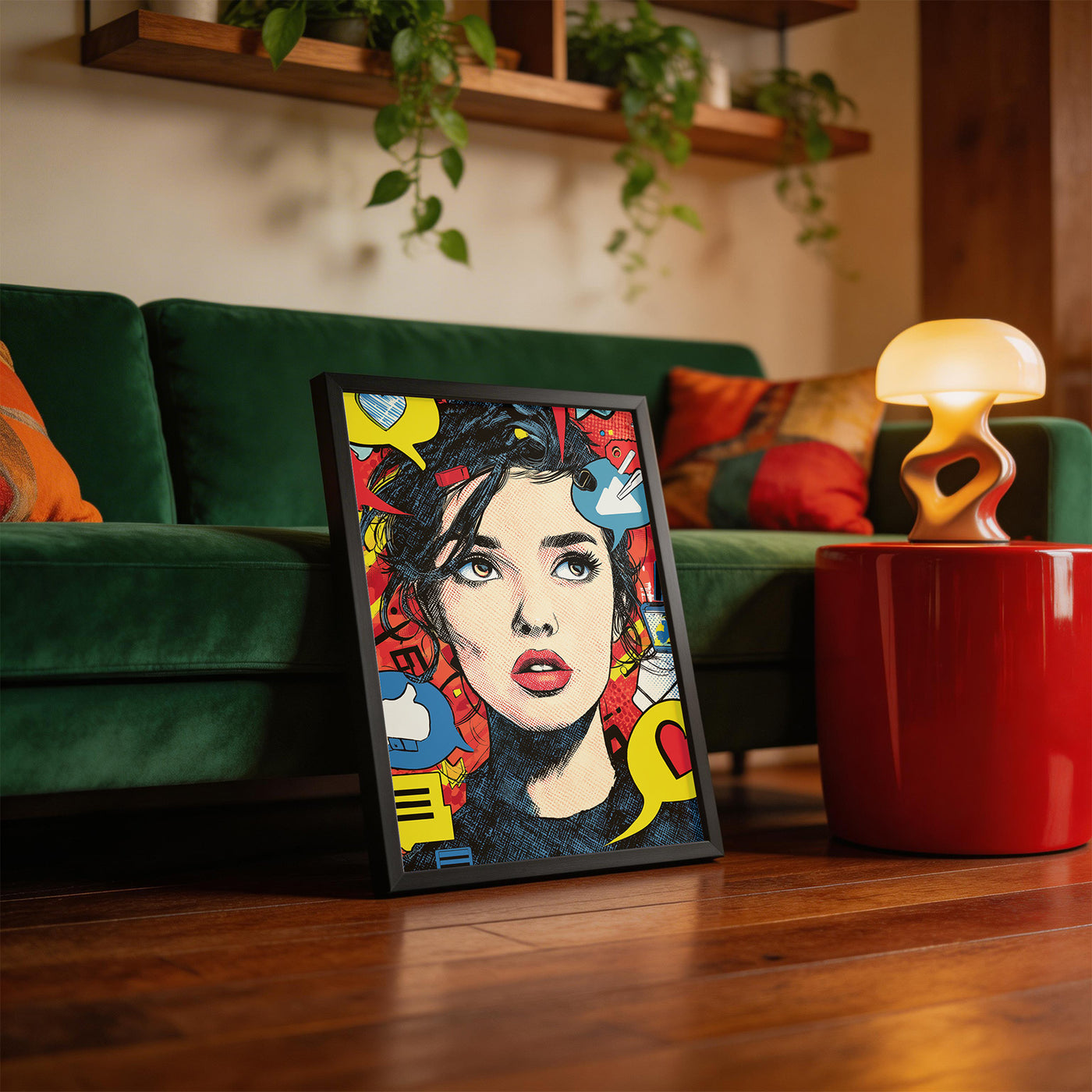 Scroll Girl framed on a wall