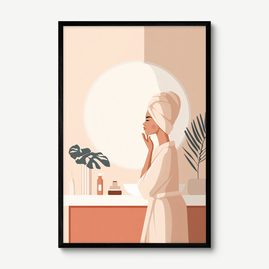 Skincare in Blush art print in a black frame