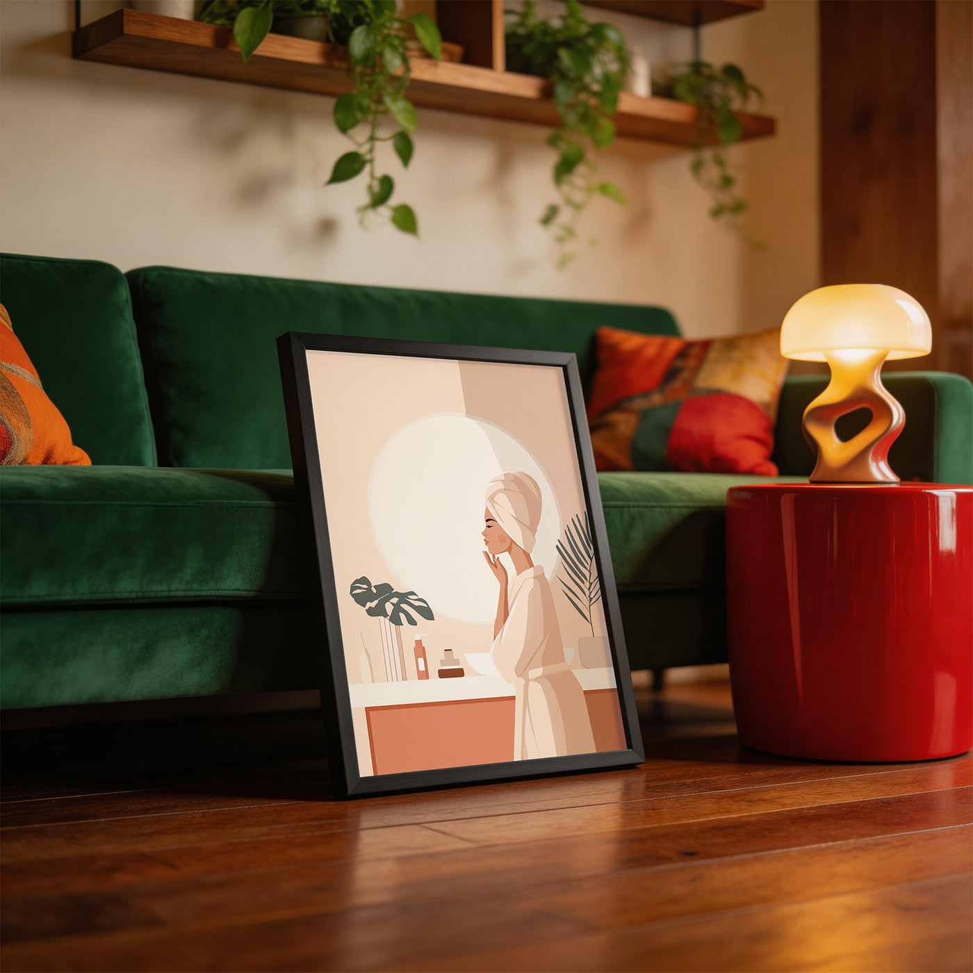Skincare in Blush framed on a wall