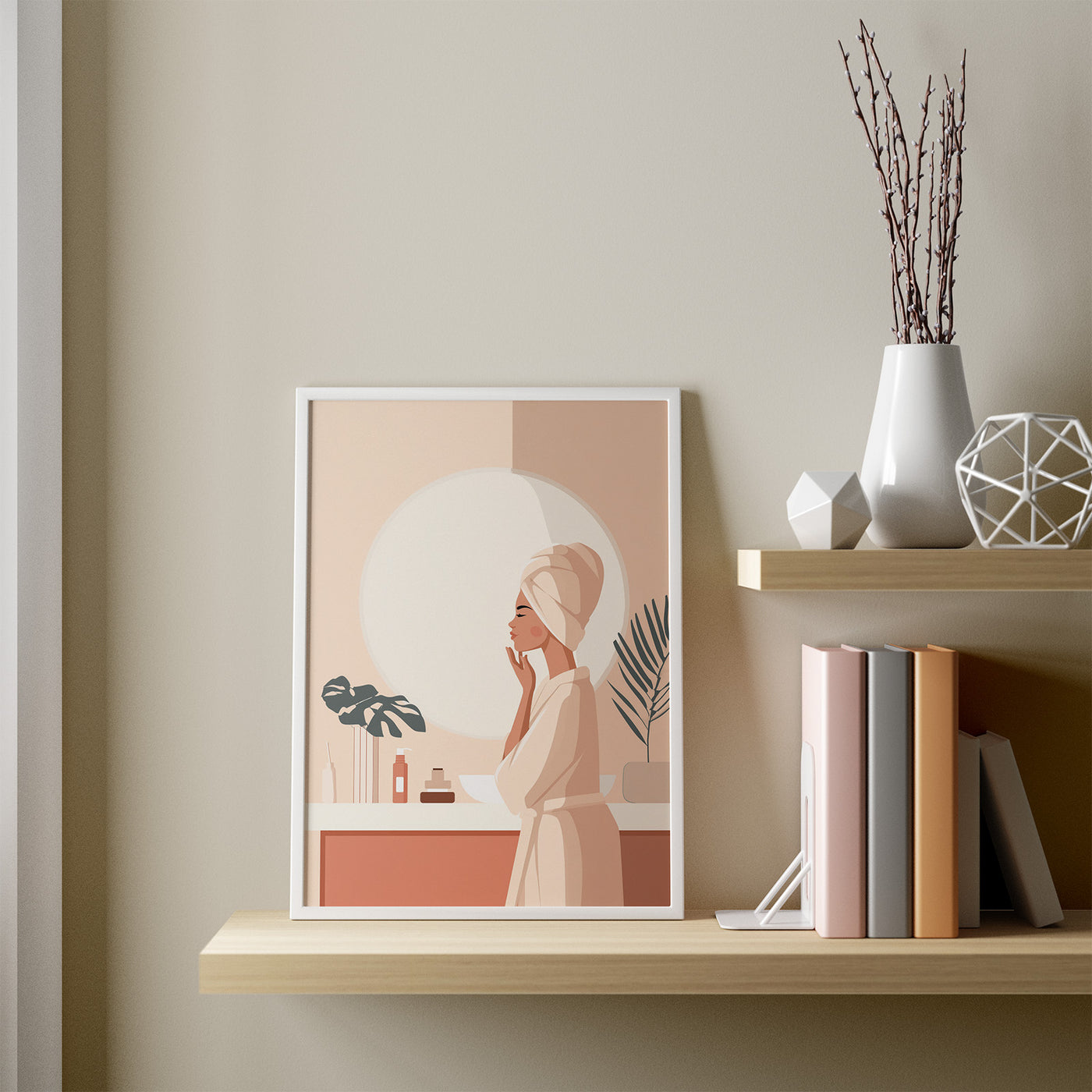 Skincare in Blush framed in a room