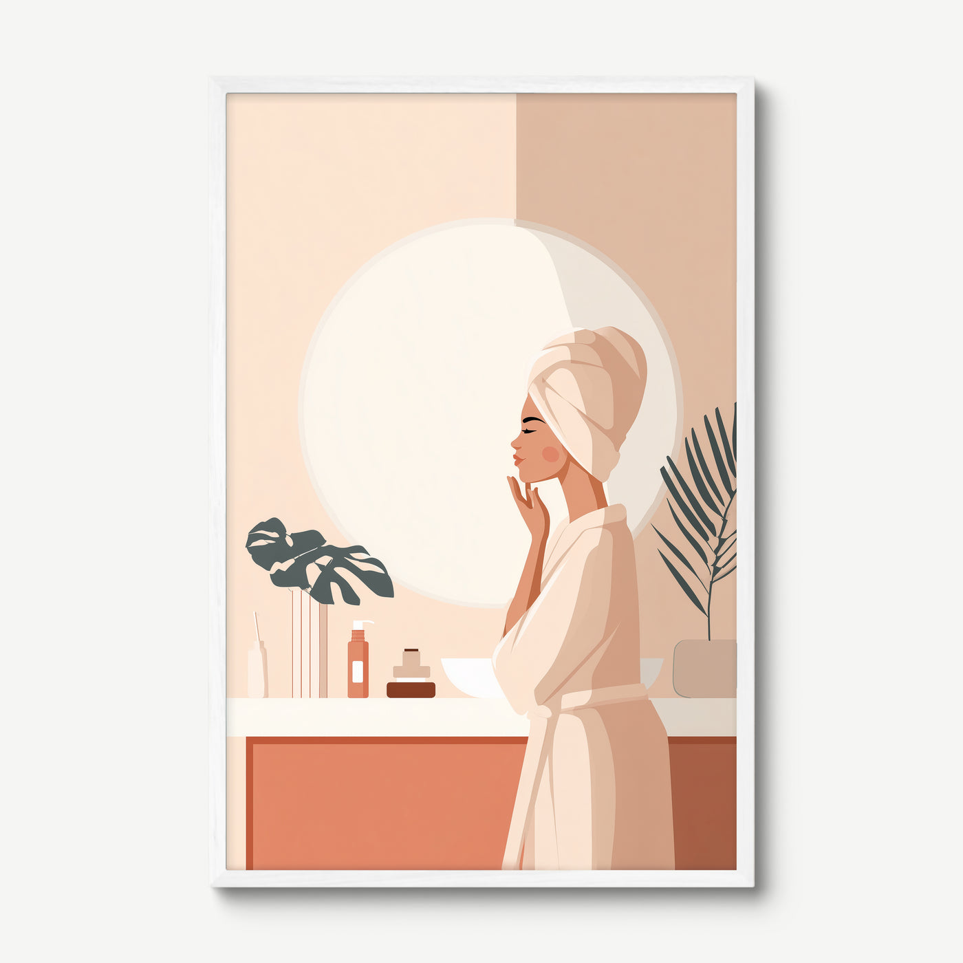Skincare in Blush art print in a white frame