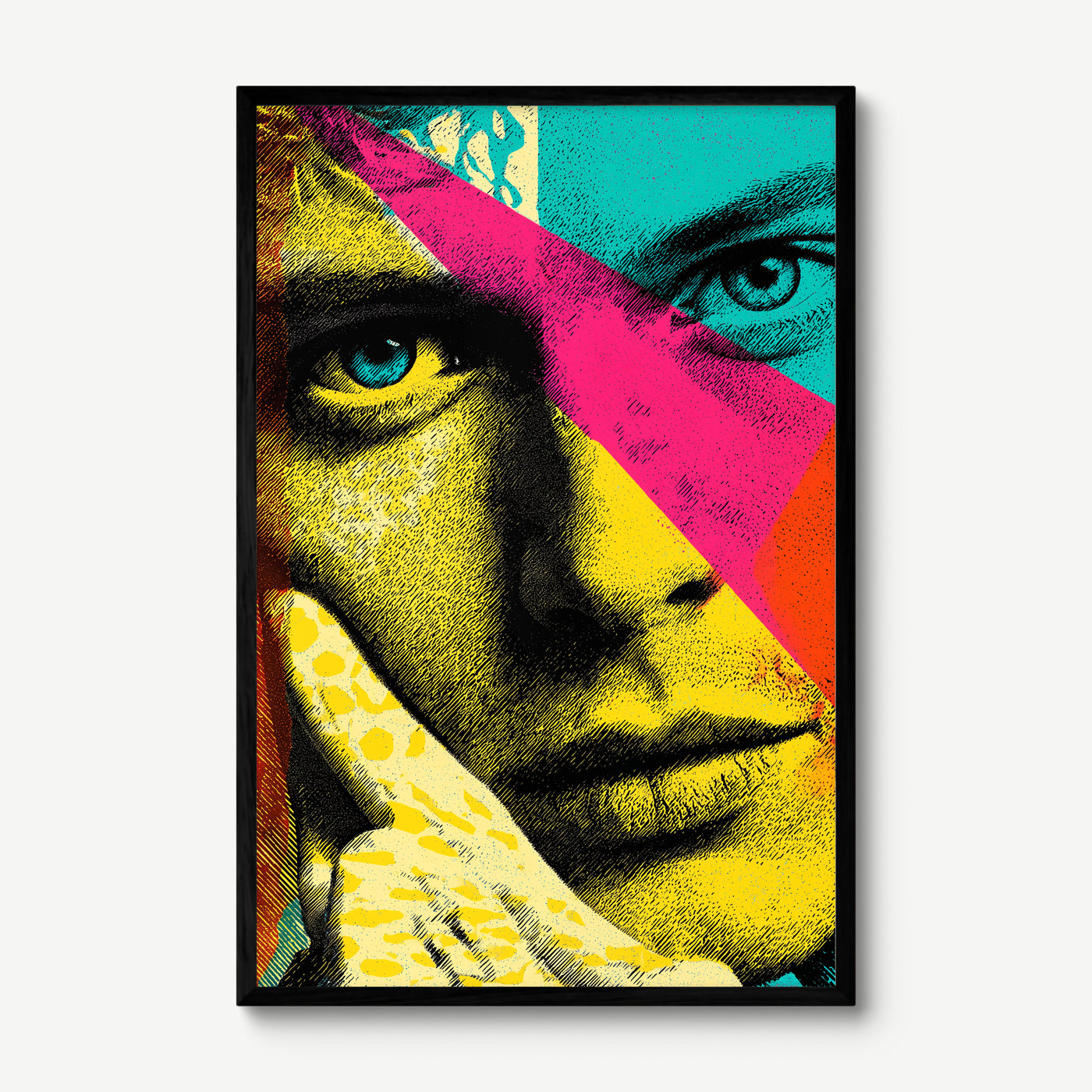 Split Gaze art print in a black frame