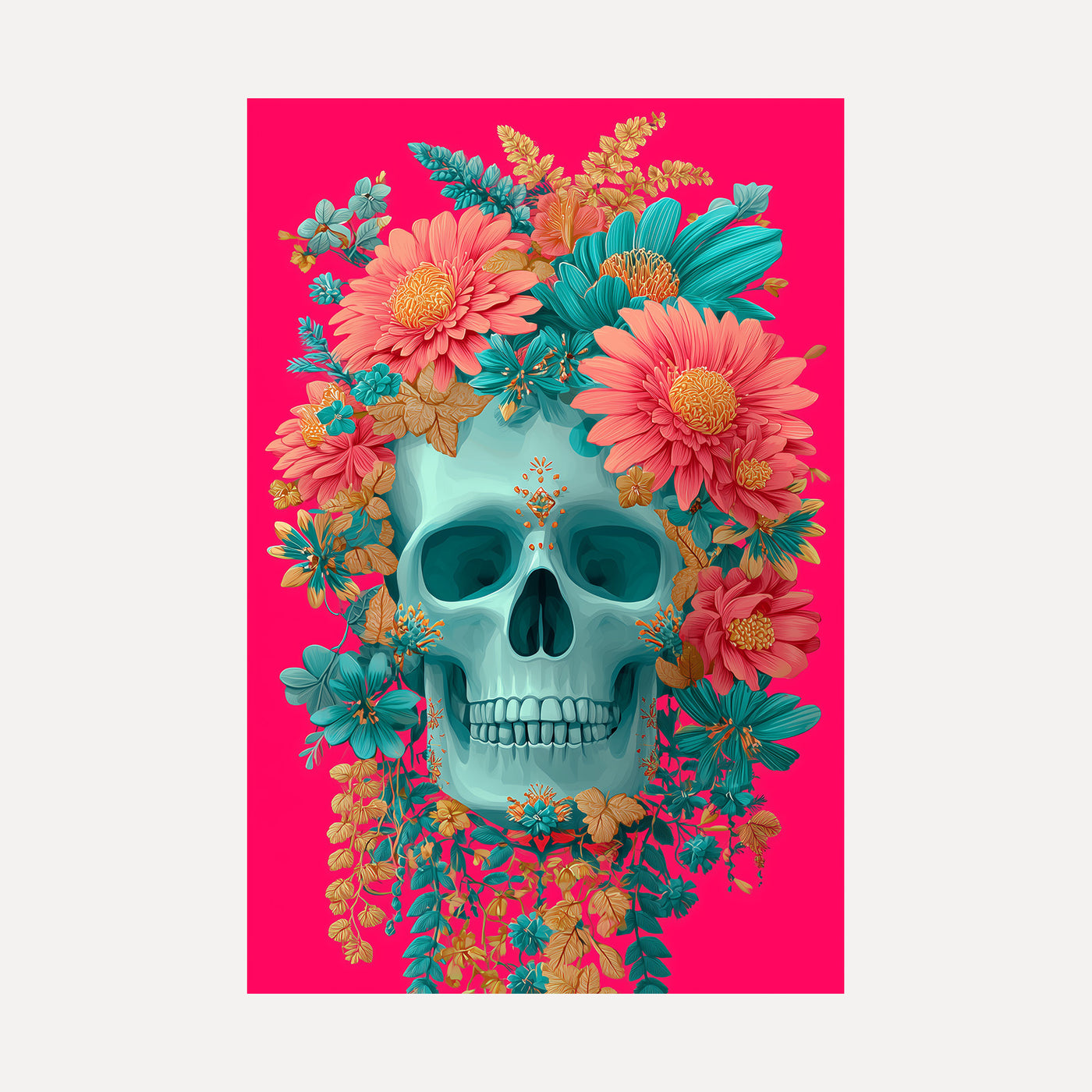 Sugar Skull, Tropical Bloom unframed art print