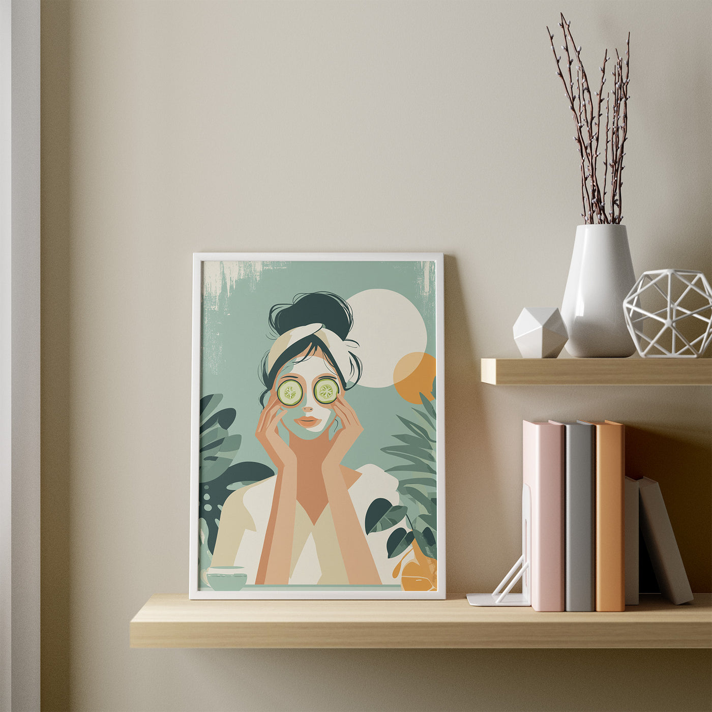 Sunday Face Mask framed in a room
