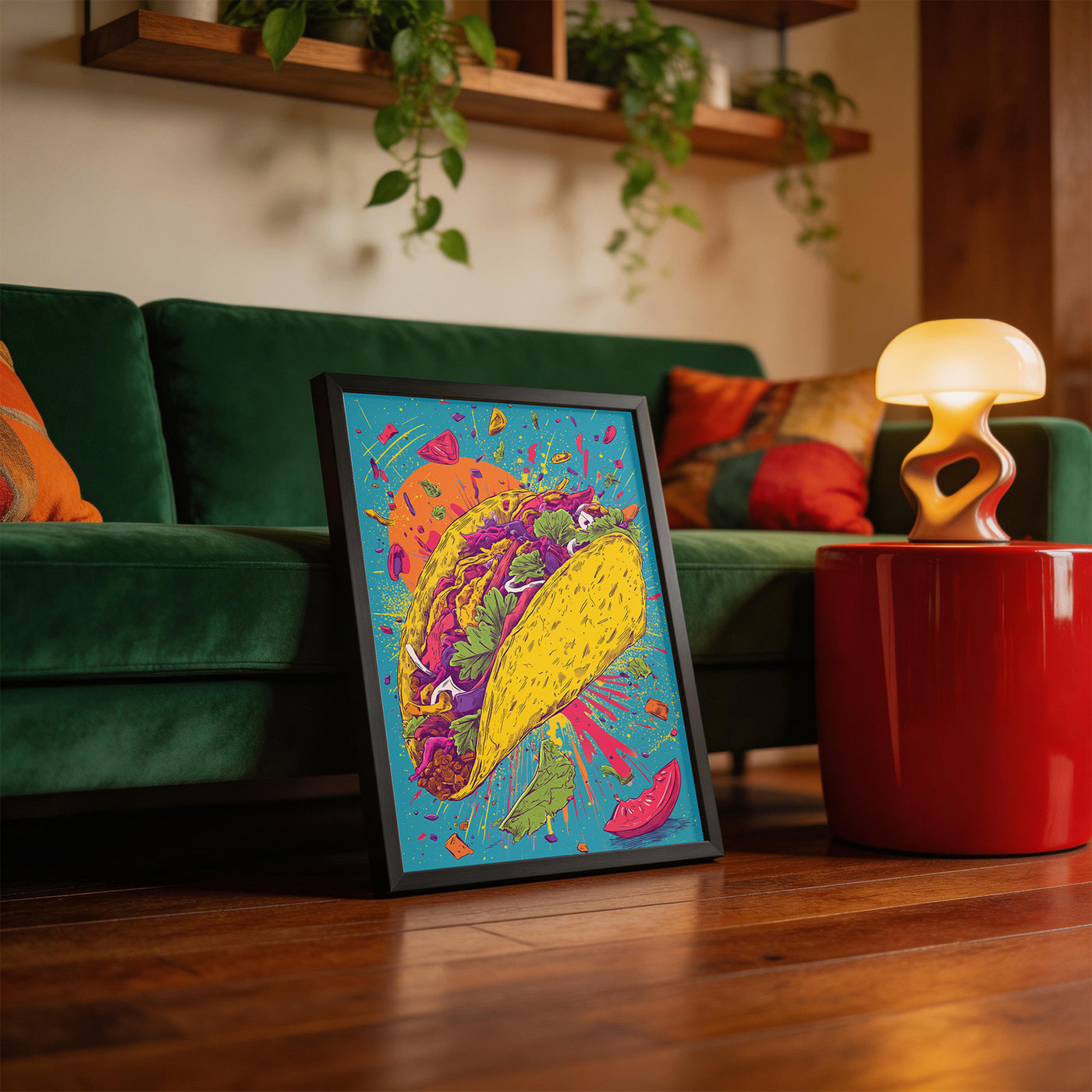 Taco Fiesta framed on a wall