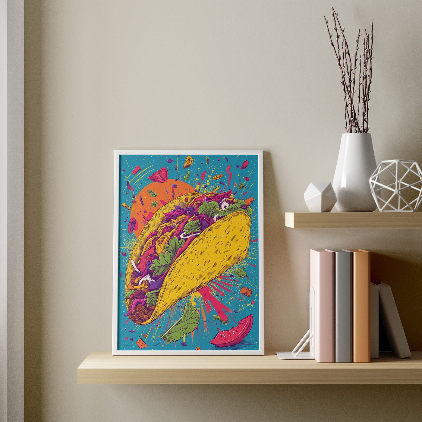 Taco Fiesta framed in a room