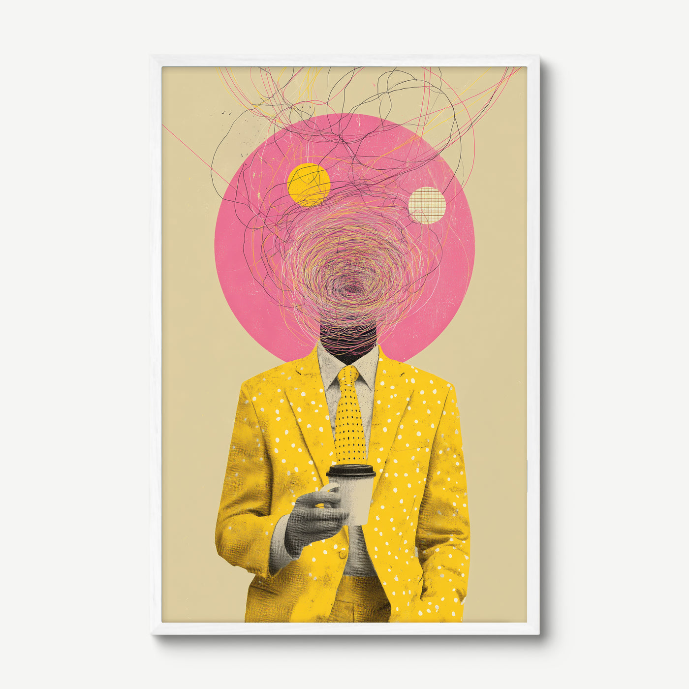 Tangled Mind art print in a white frame