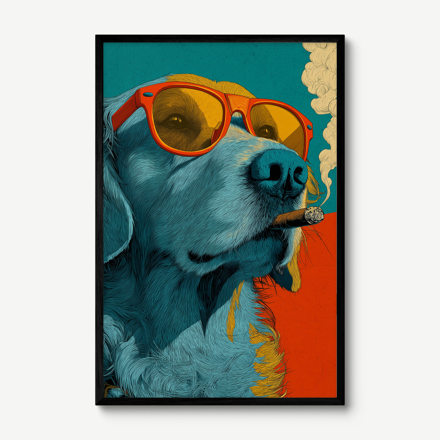 Teal Rebel art print in a black frame