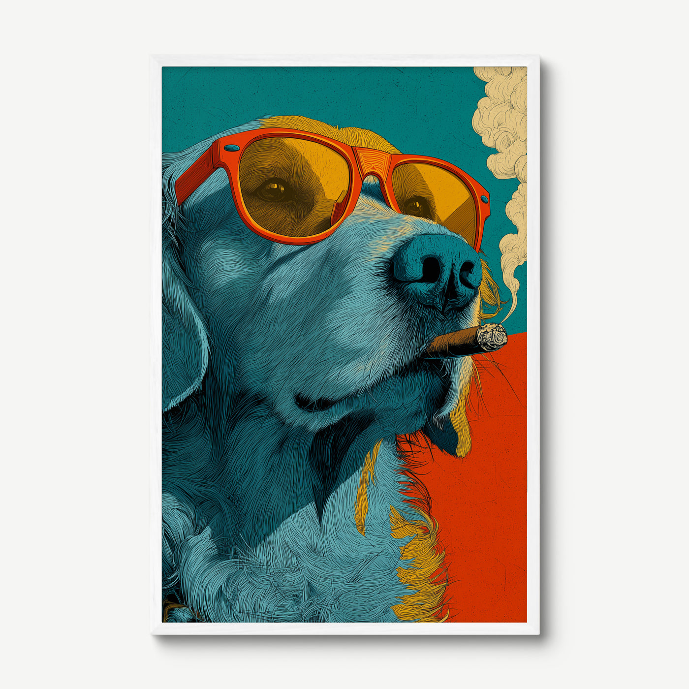 Teal Rebel art print in a white frame