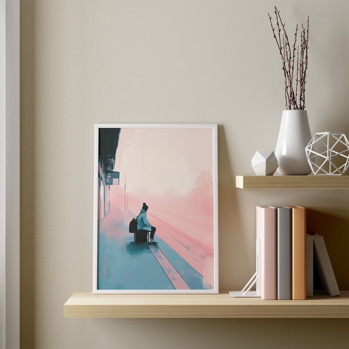 The Waiting Platform framed in a room