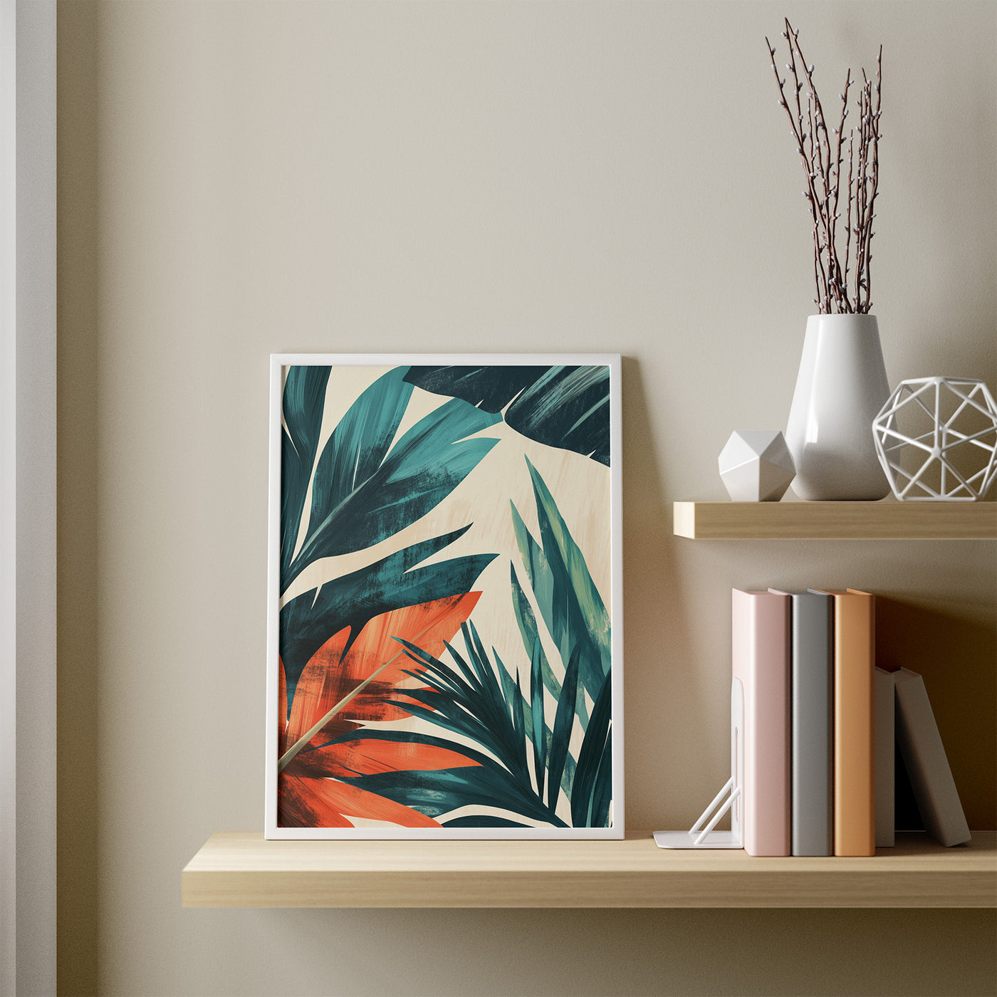 Tropical Canopy I framed in a room