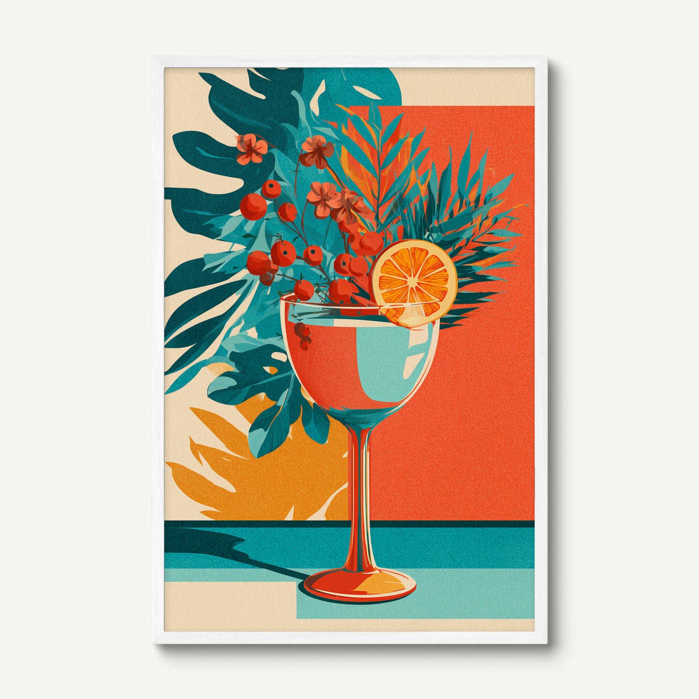 Tropical Cocktail art print in a white frame