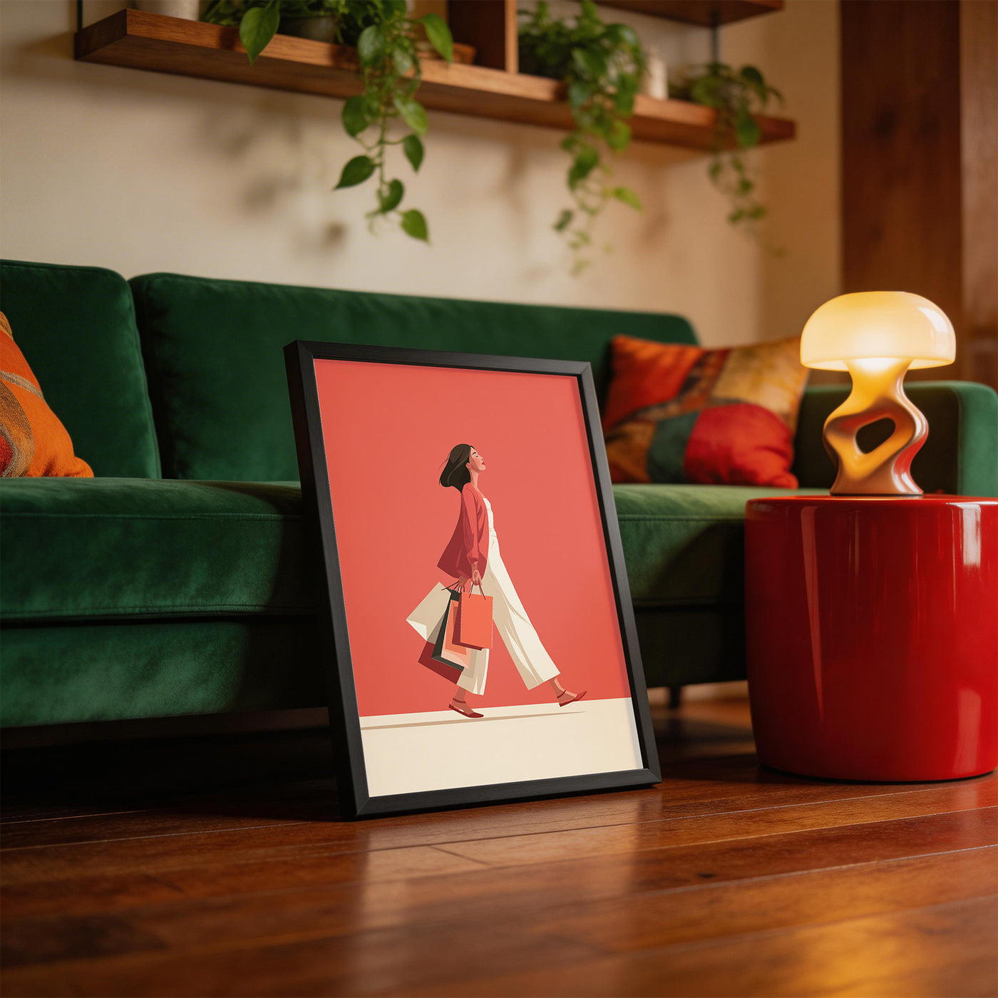 Weekend Shopping framed on a wall
