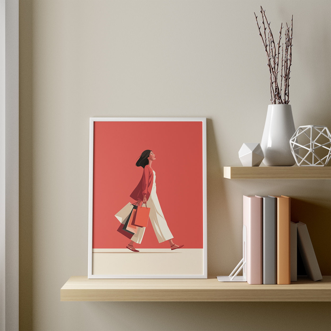 Weekend Shopping framed in a room