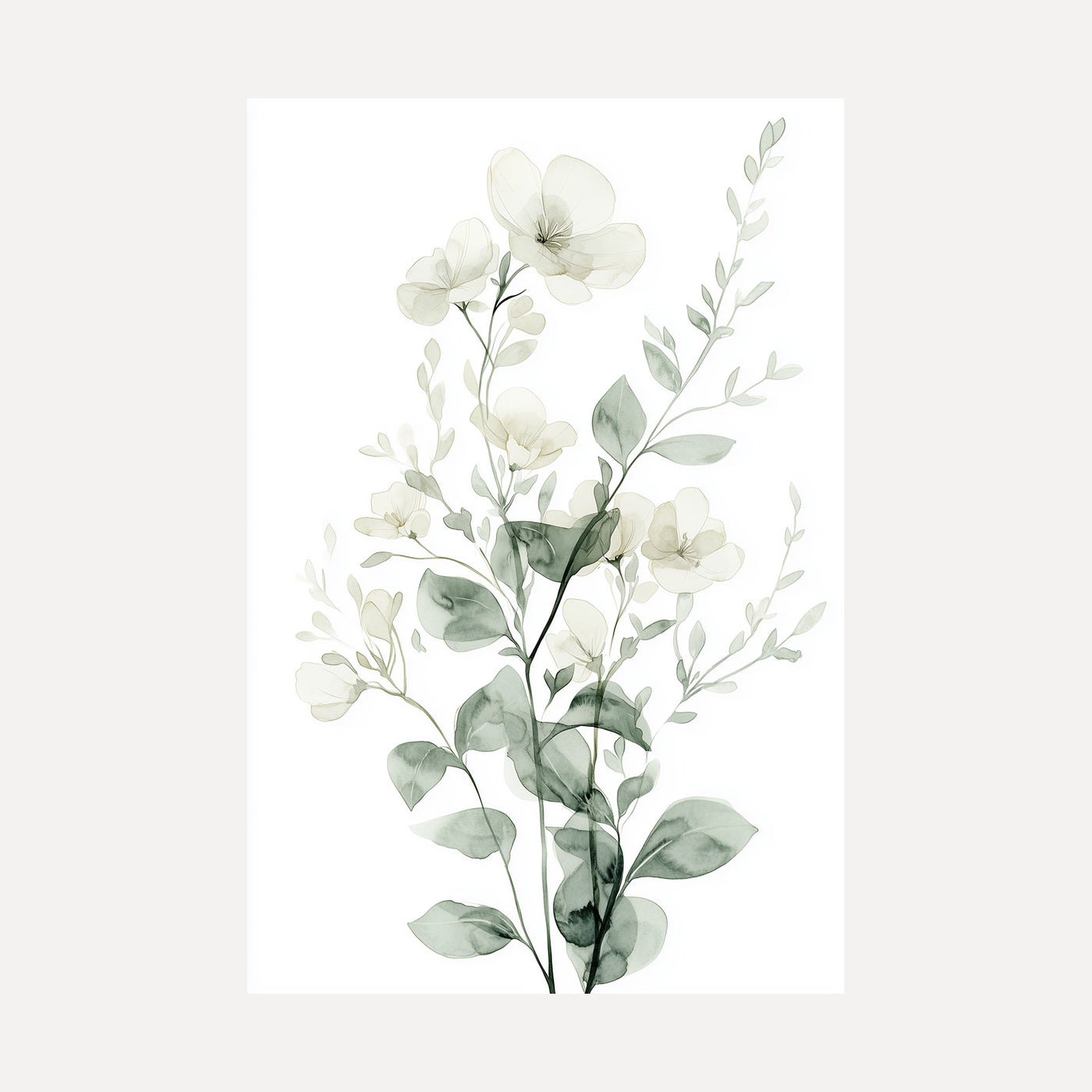 White Botanical Bouquet unframed art print