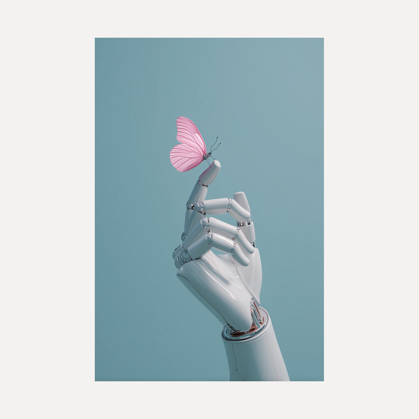 White Hand, Pink Butterfly unframed art print