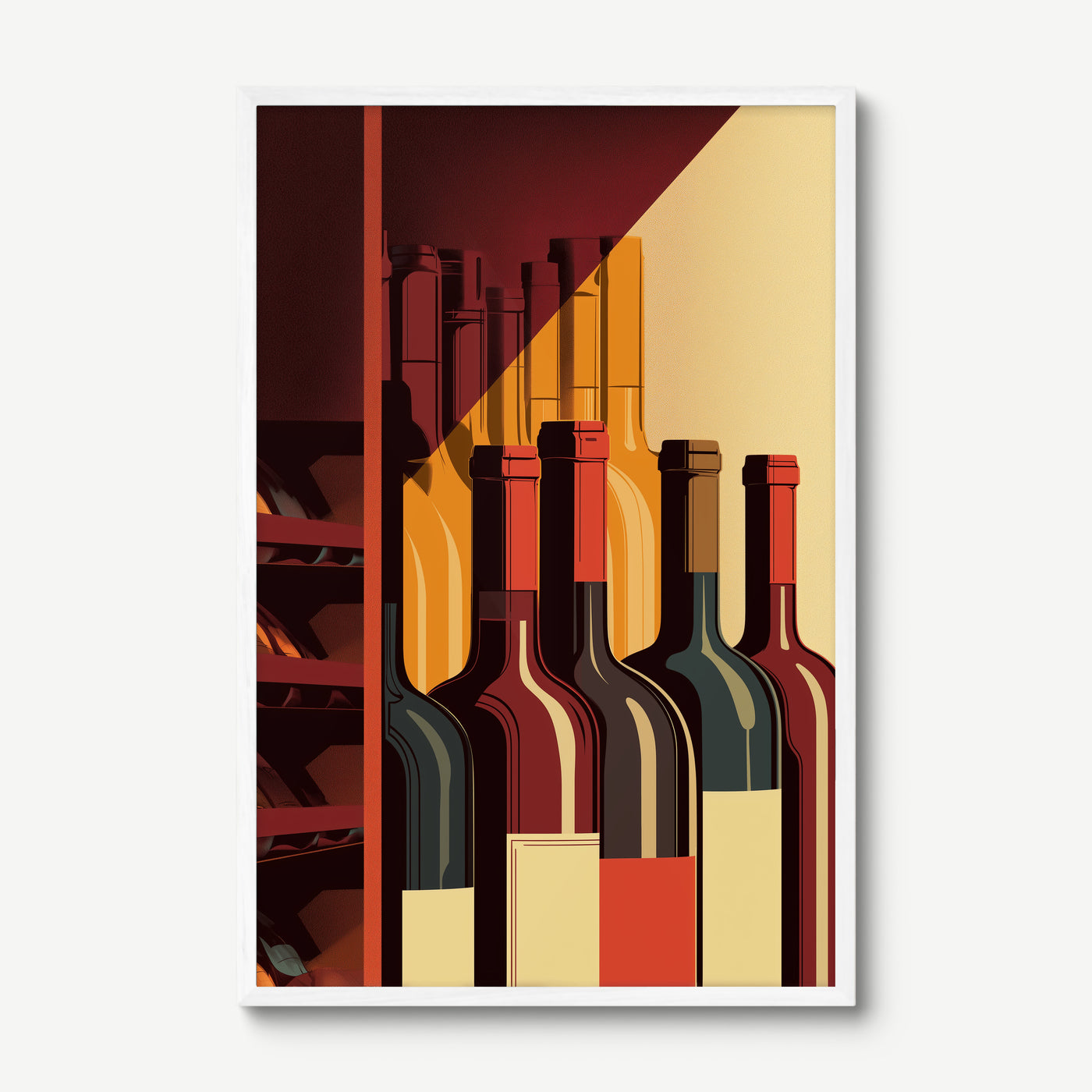 Wine Cellar art print in a white frame