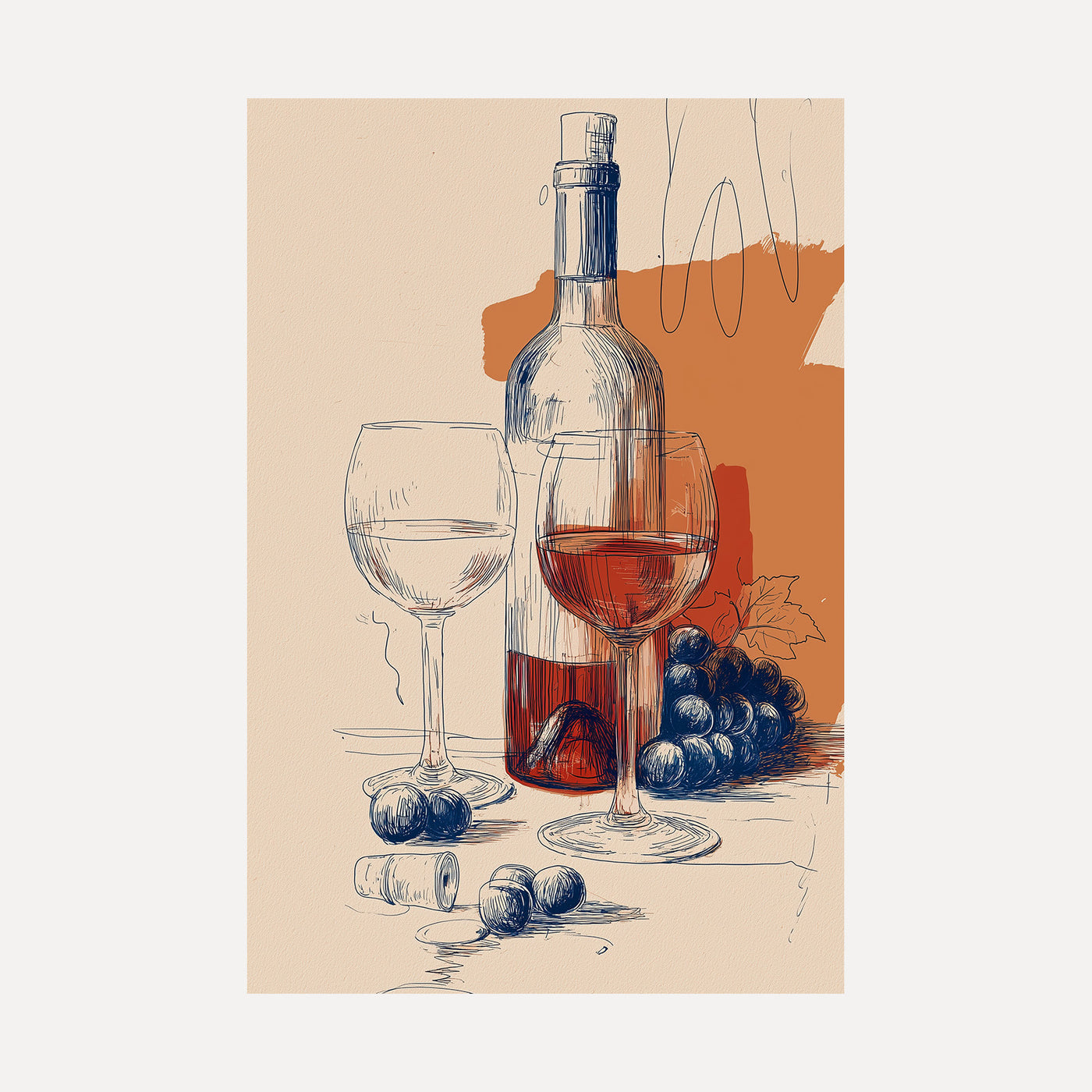 Wine Sketch unframed art print