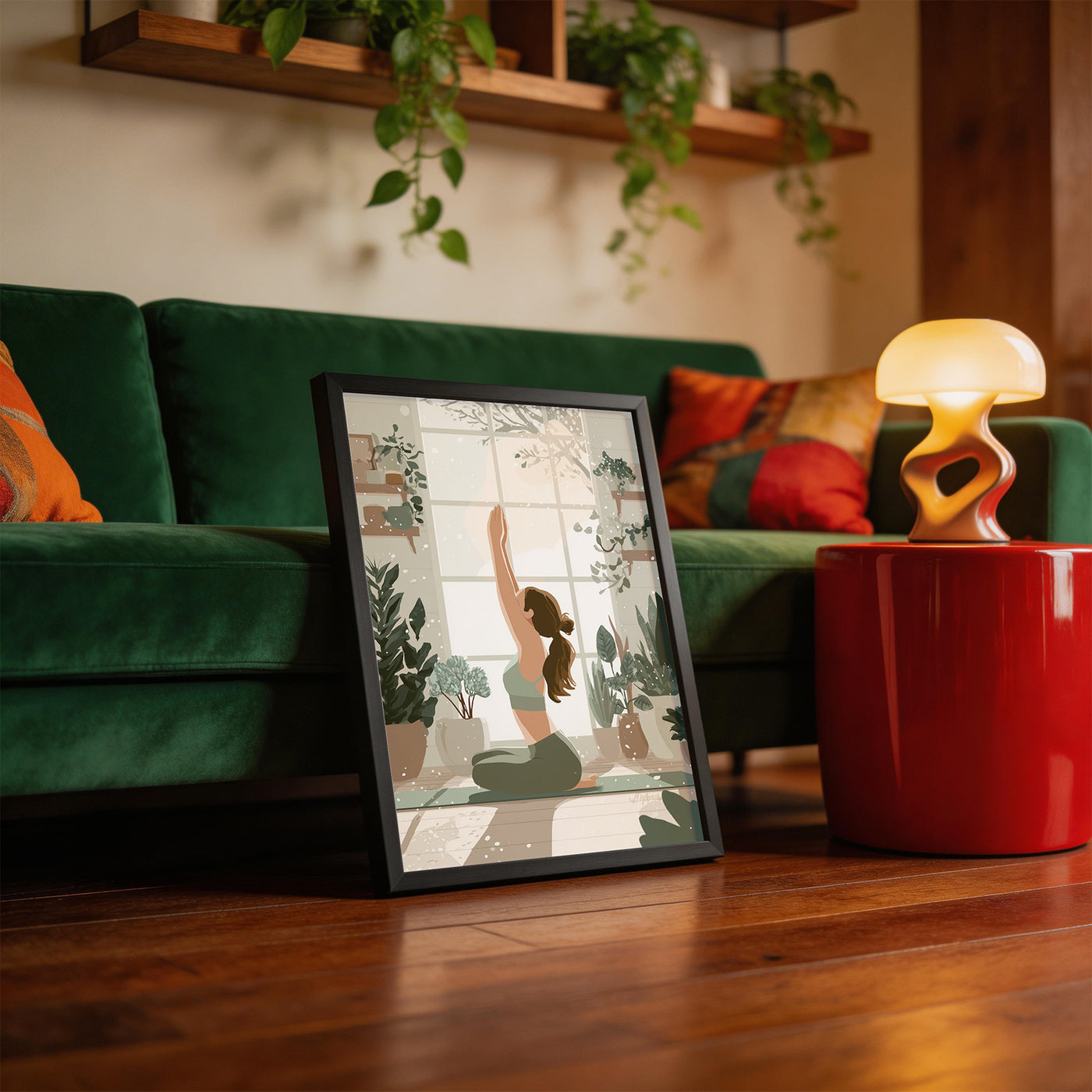 Winter Yoga Garden framed on a wall